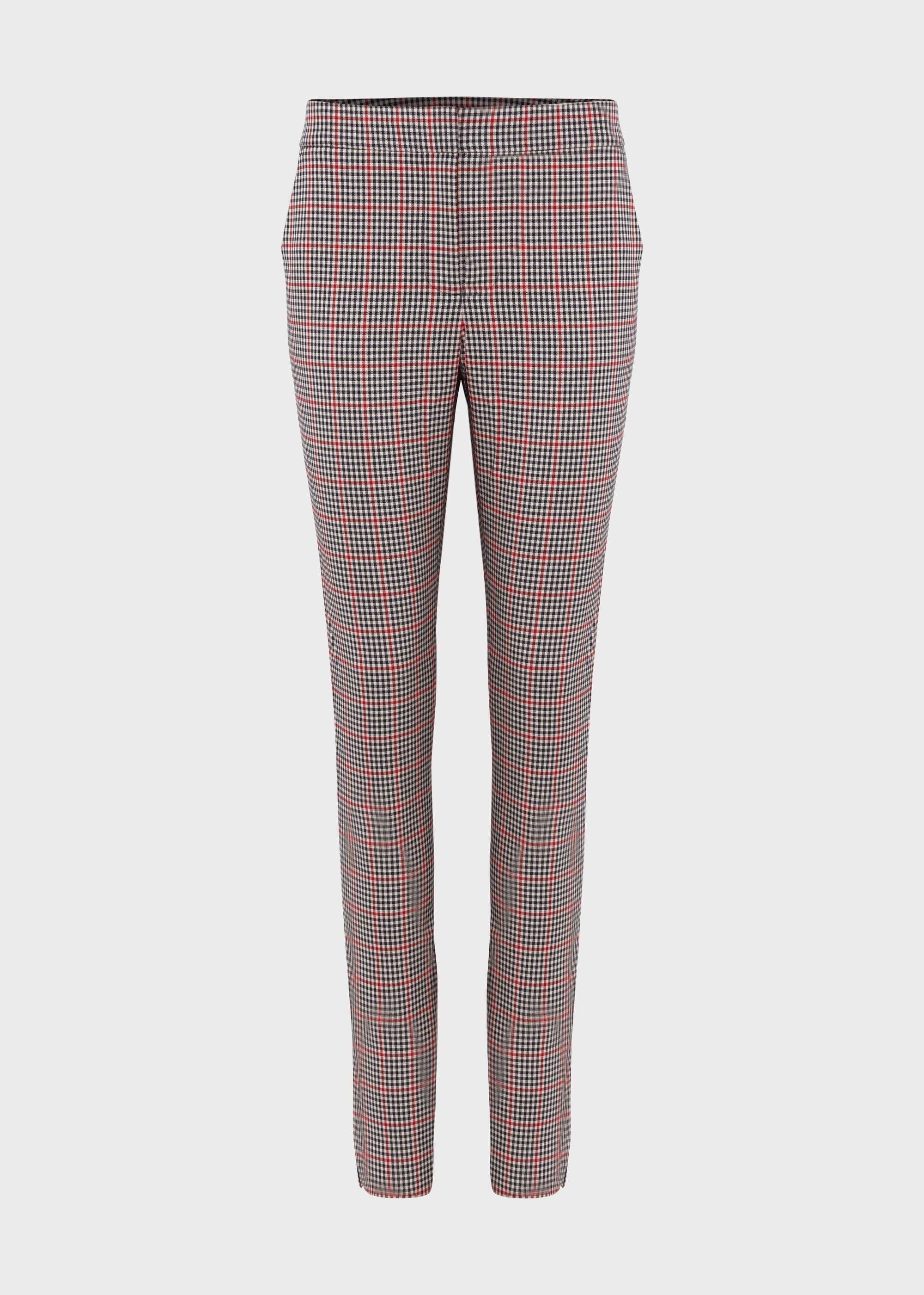 Annie Check Slim Trouser With Stretch, Red Black, hi-res