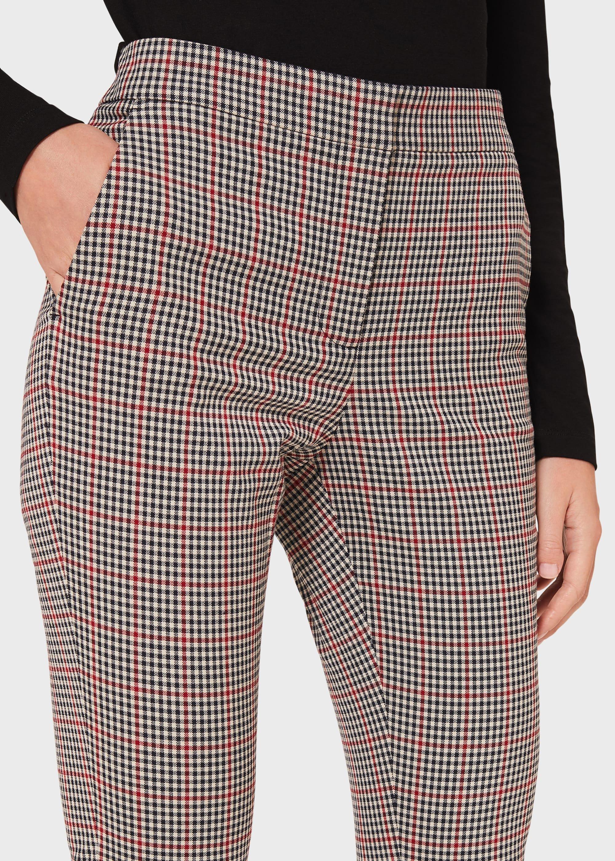 Annie Check Slim Trouser With Stretch, Red Black, hi-res