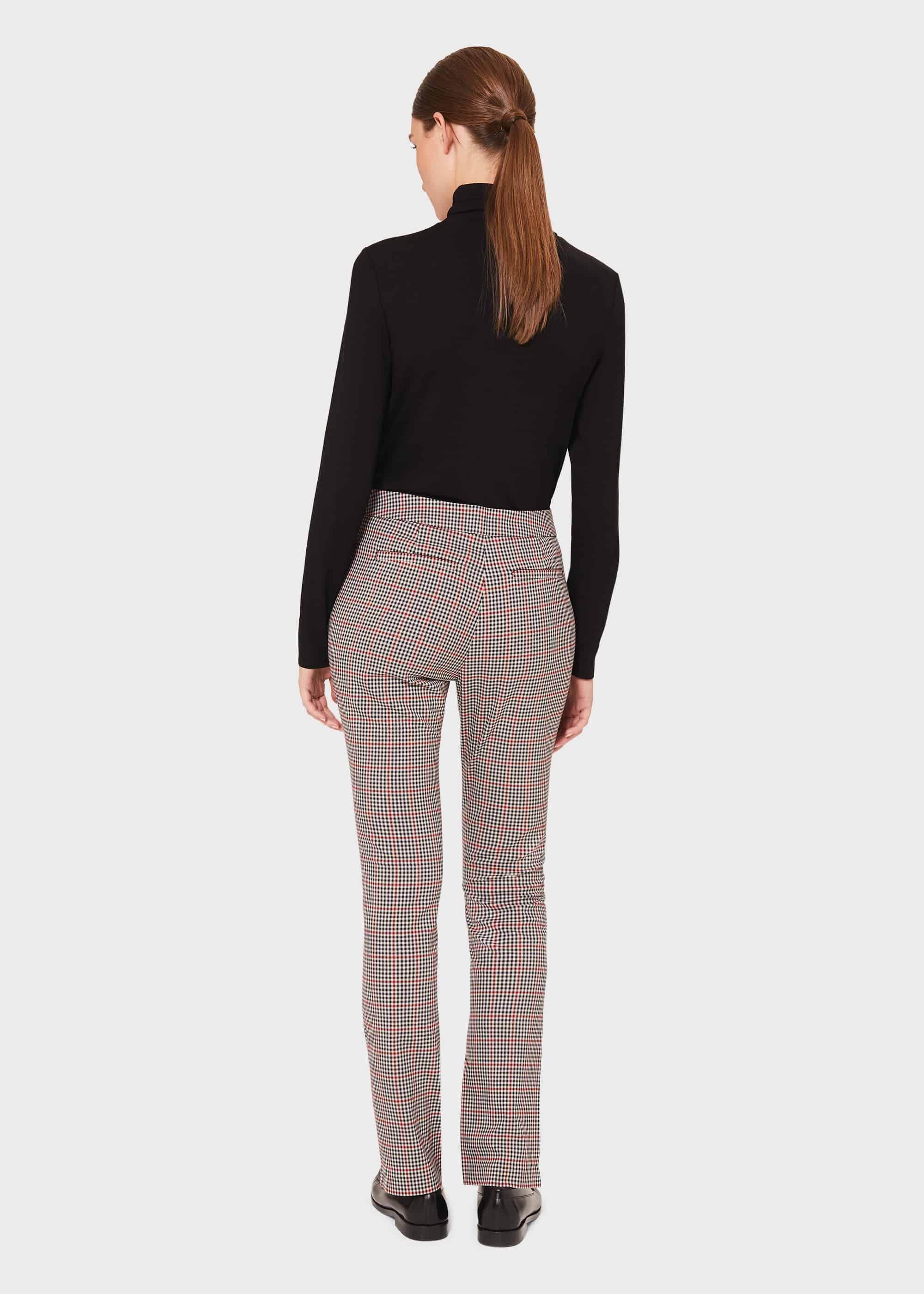 Annie Check Slim Trouser With Stretch, Red Black, hi-res