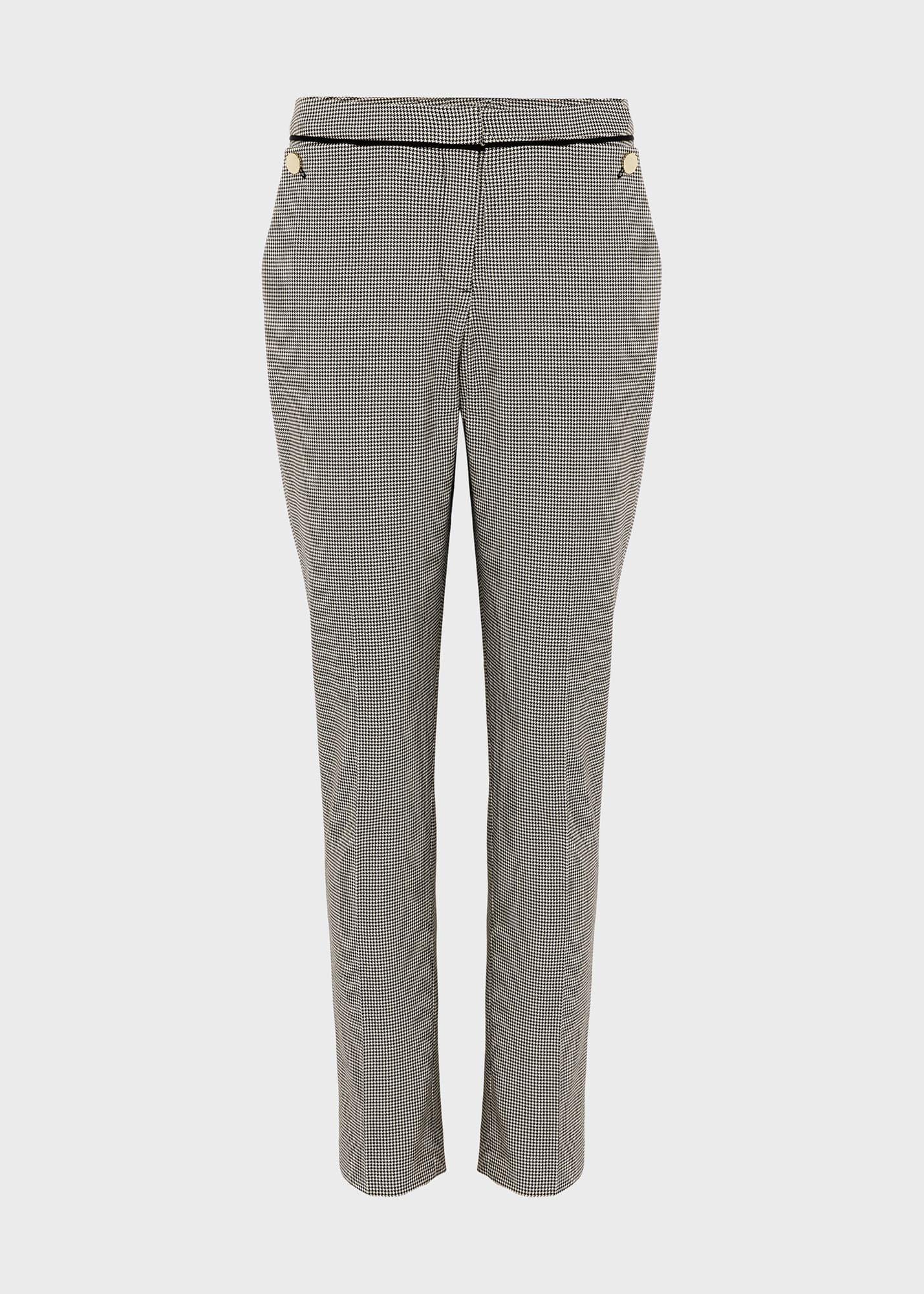 Sienna Houndstooth Slim trousers With Stretch, Ivory Black, hi-res