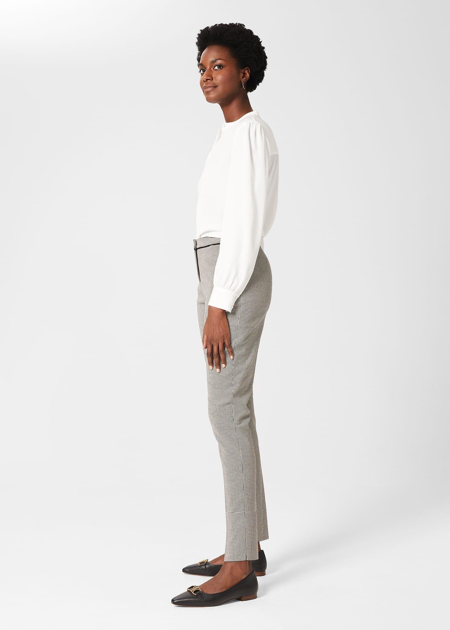 Sienna Houndstooth Slim trousers With Stretch, Ivory Black, hi-res