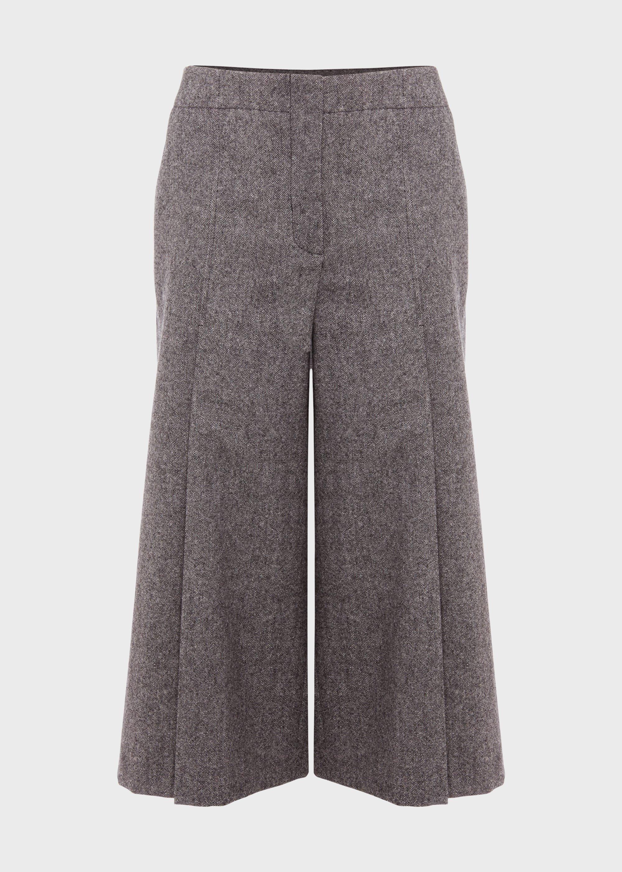 Dina Tweed Wide Culottes With Wool, Grey, hi-res