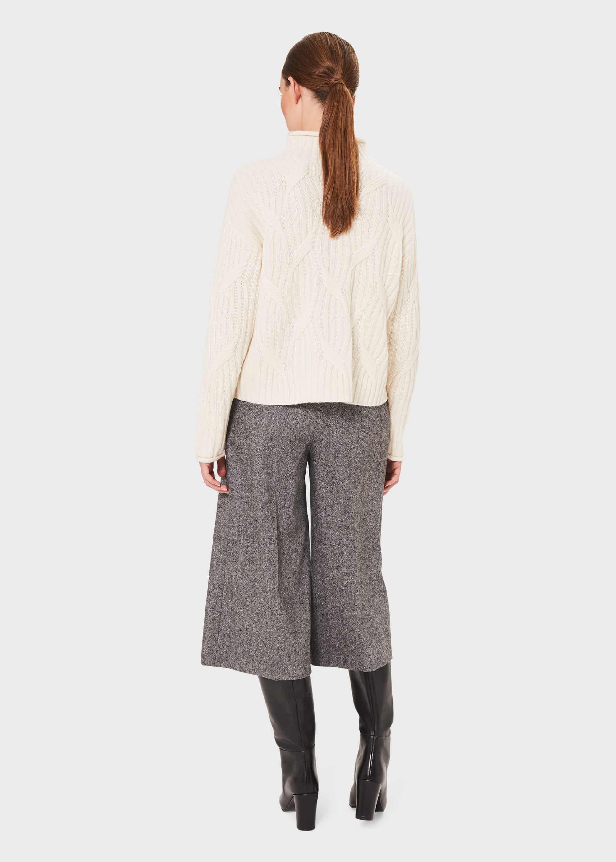 Dina Tweed Wide Culottes With Wool, Grey, hi-res