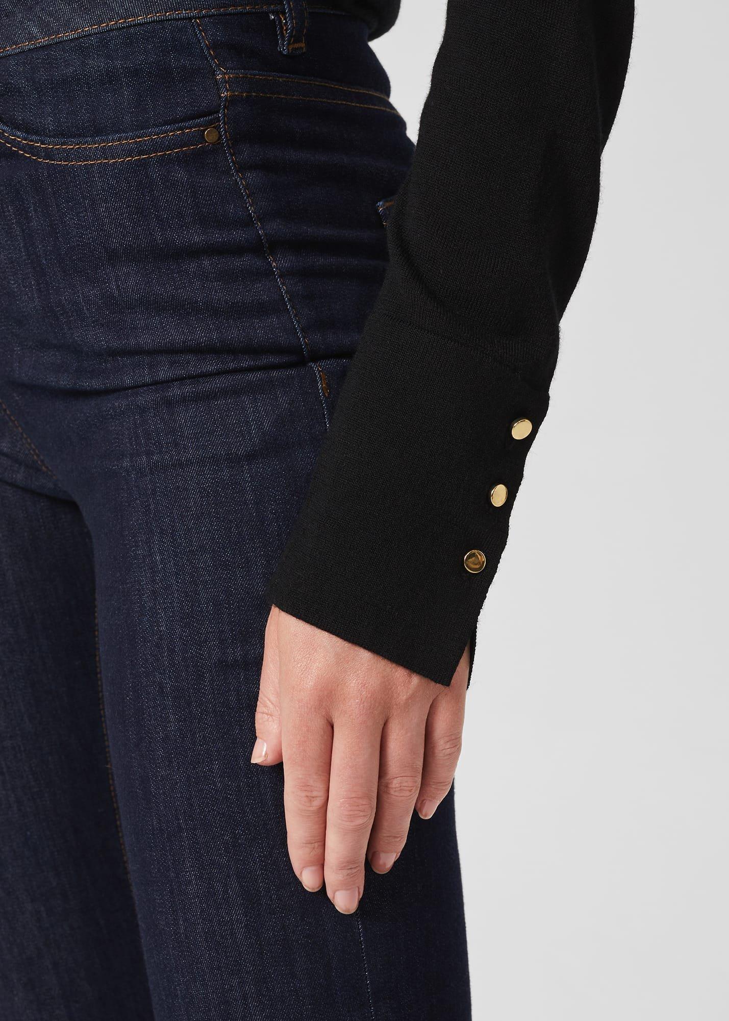 Lara Merino Wool Roll Neck Sweater, Black, hi-res