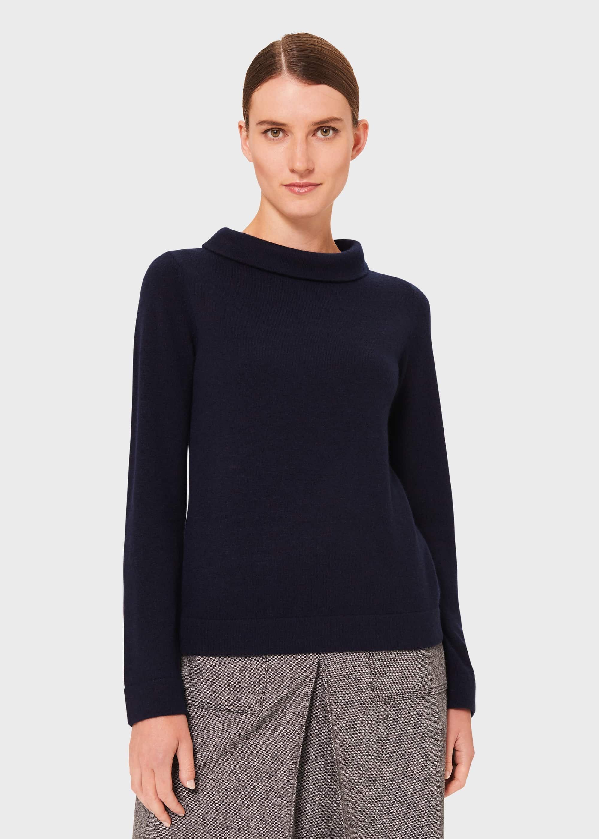 Audrey Wool Cashmere Sweater, Midnight Navy, hi-res