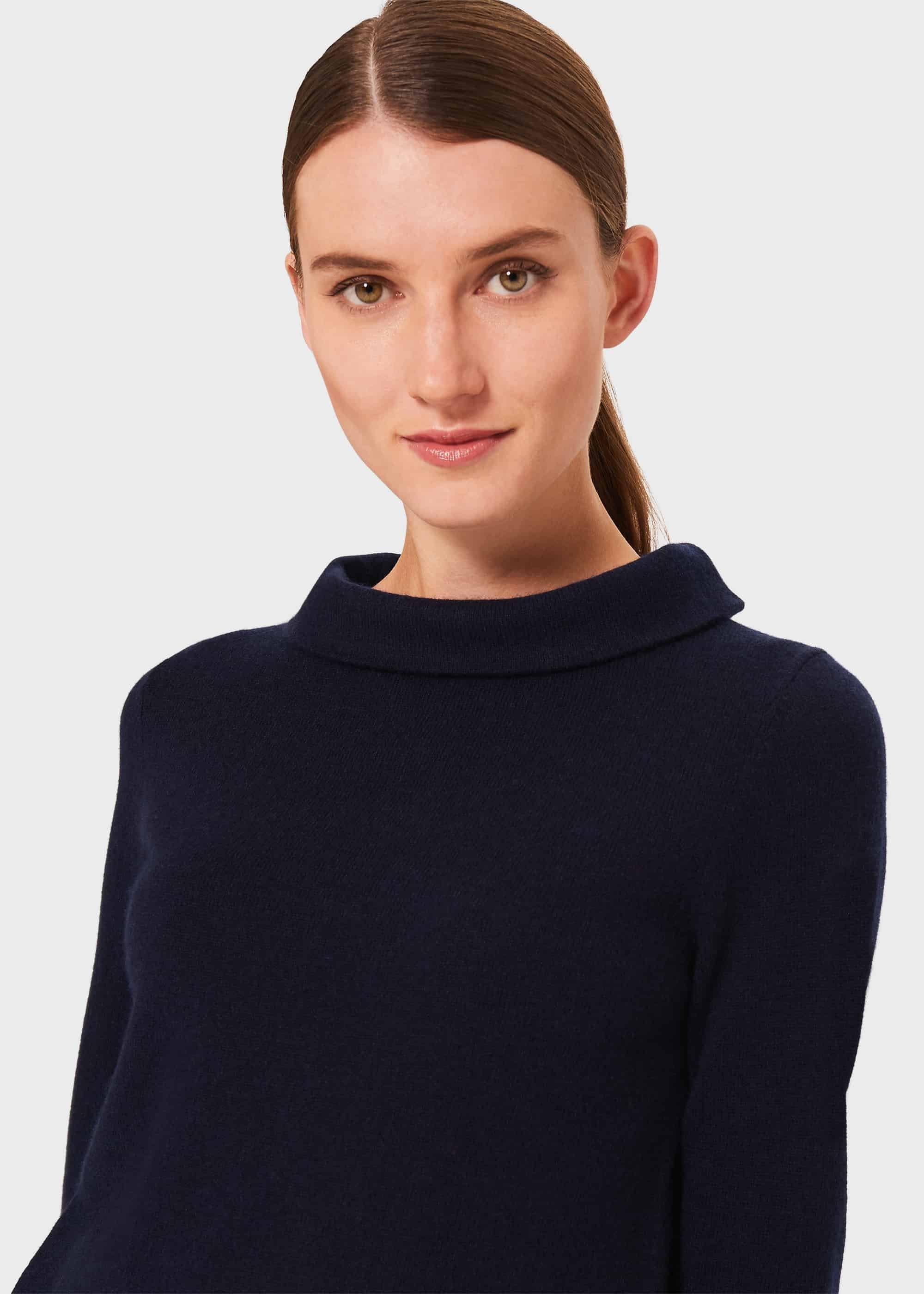 Audrey Wool Cashmere Sweater, Midnight Navy, hi-res