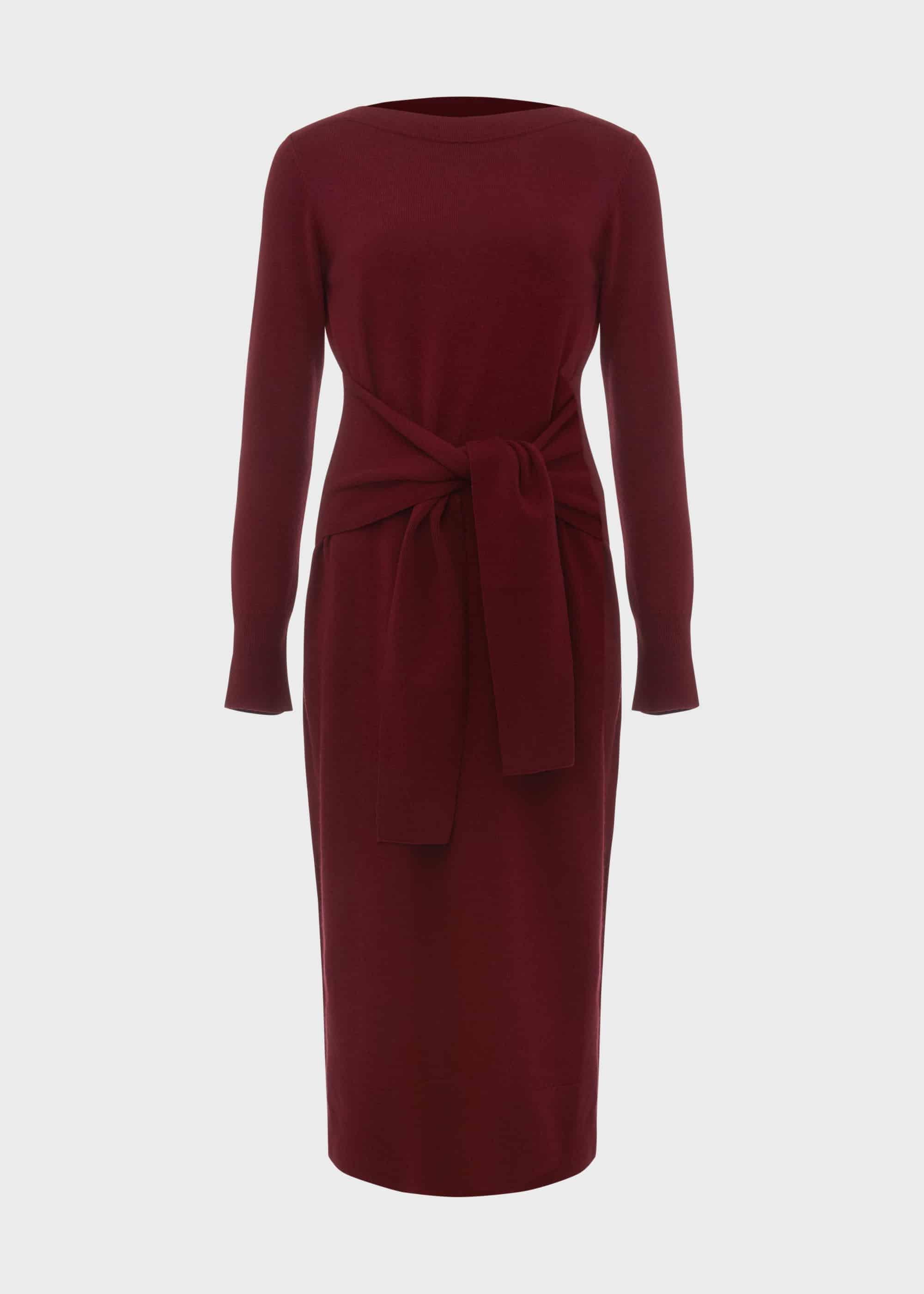 Teagan Knitted Dress With Cashmere, Merlot, hi-res