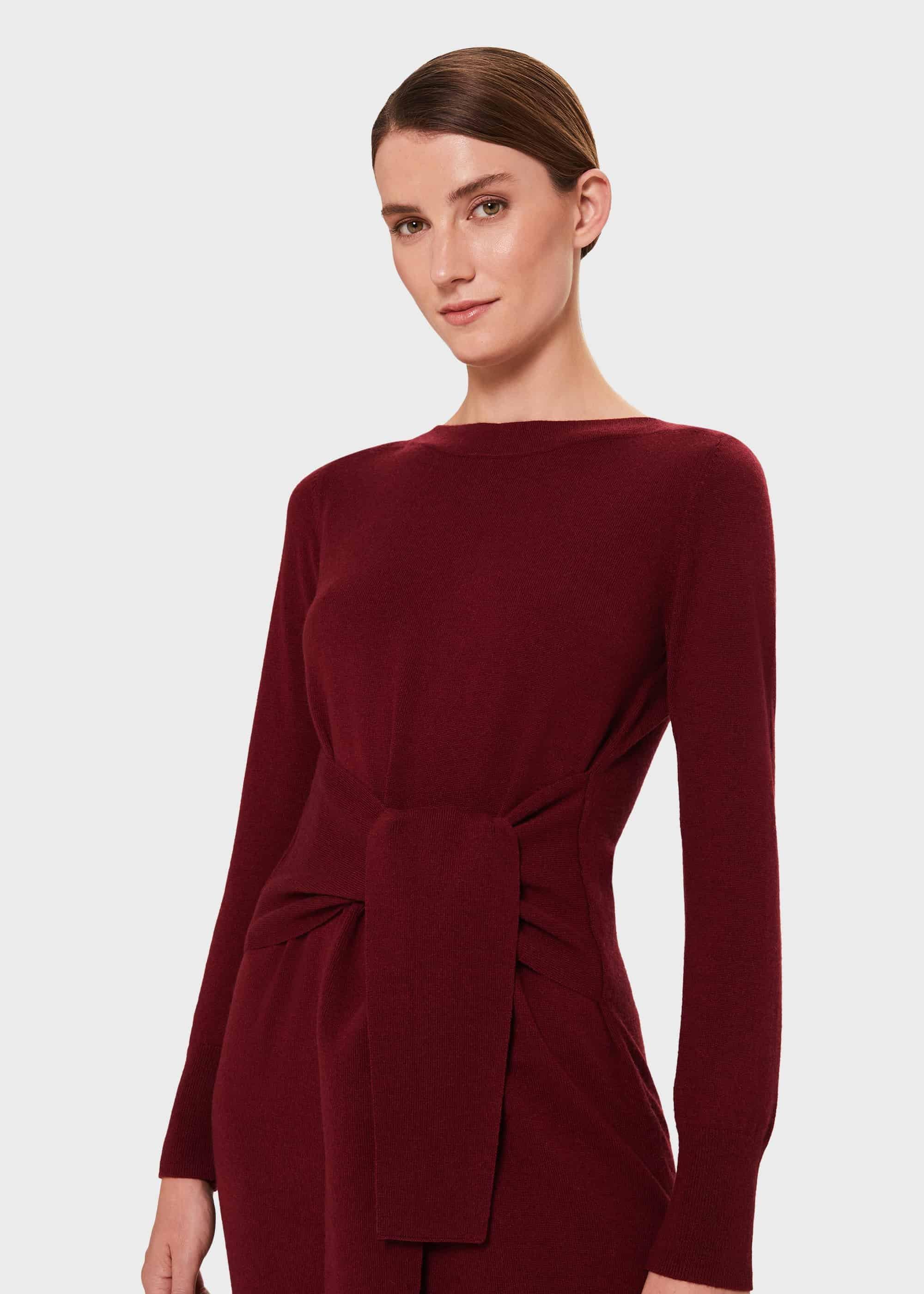 Teagan Knitted Dress With Cashmere, Merlot, hi-res