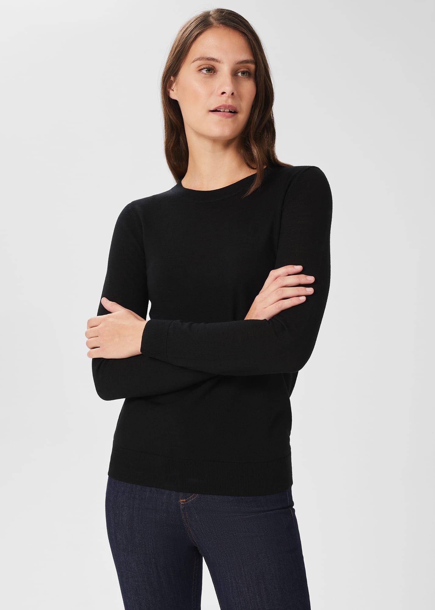 Penny Merino Wool Sweater, Black, hi-res