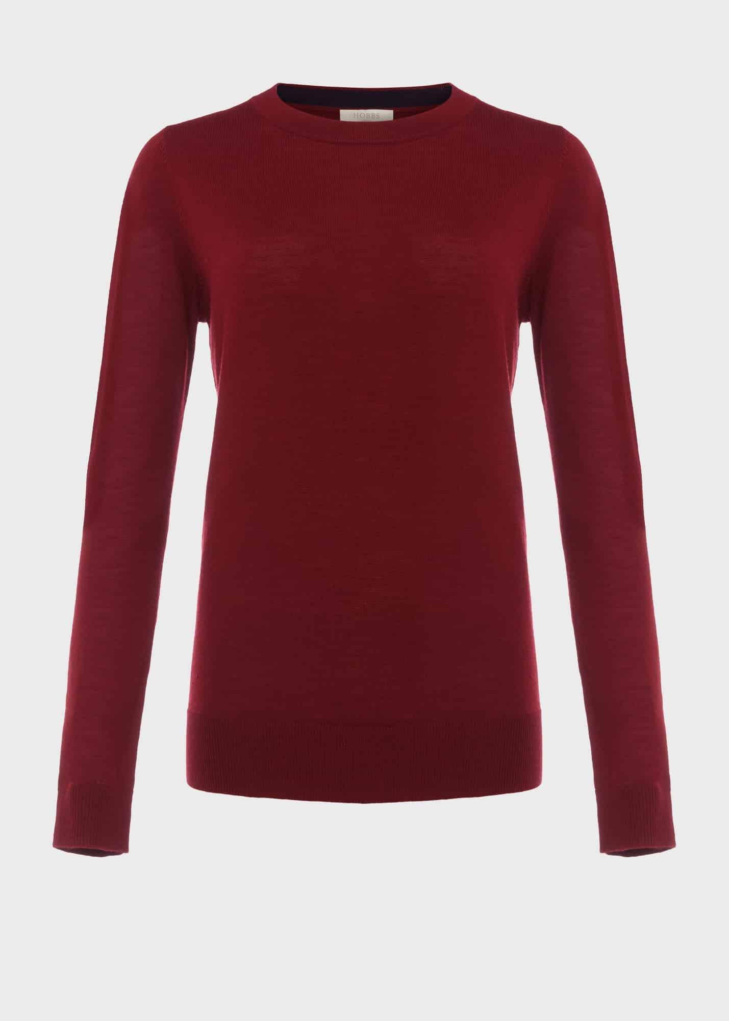 Penny Merino Wool Jumper, Burgundy, hi-res