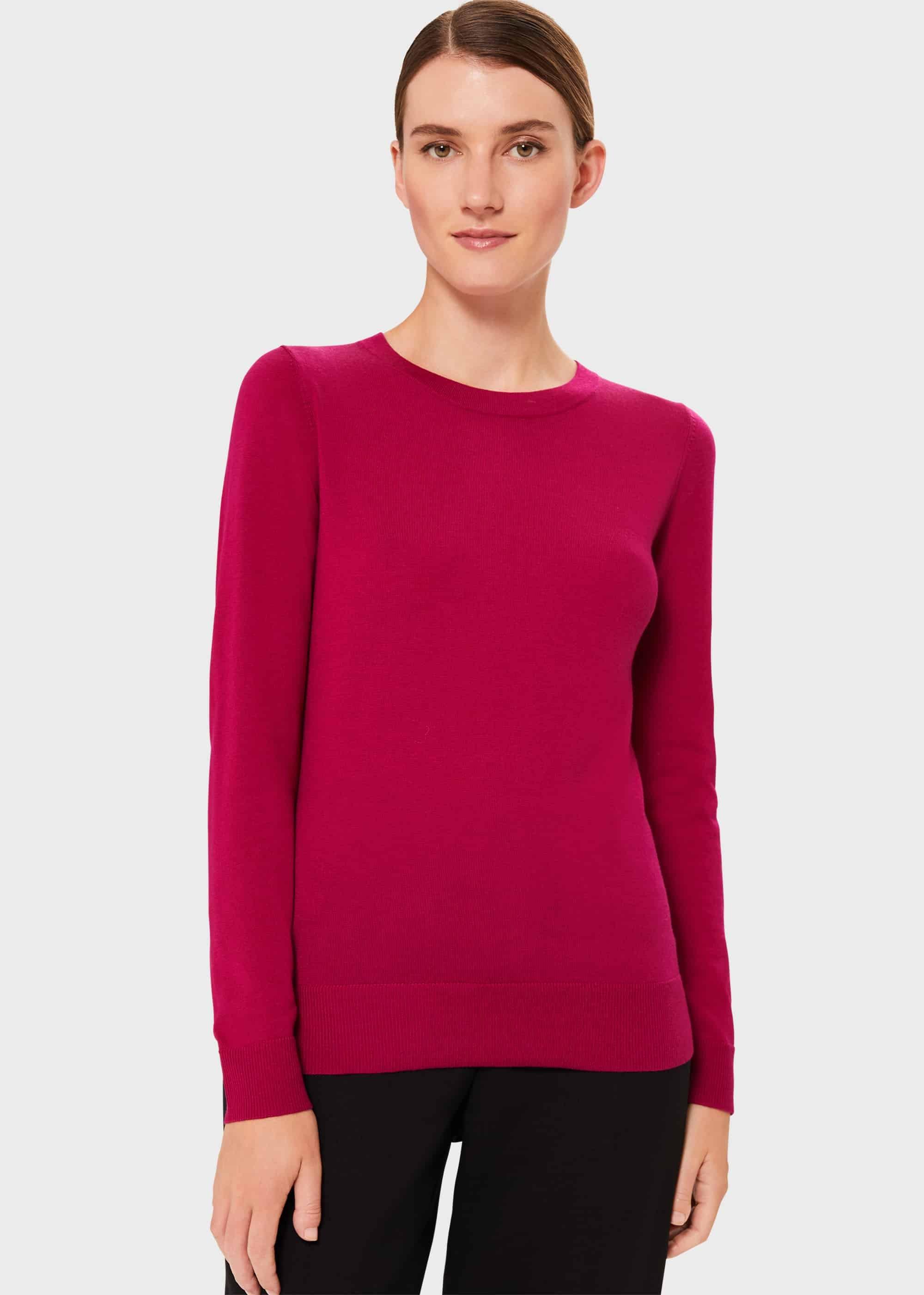 Penny Merino Wool Jumper, Hot Pink, hi-res