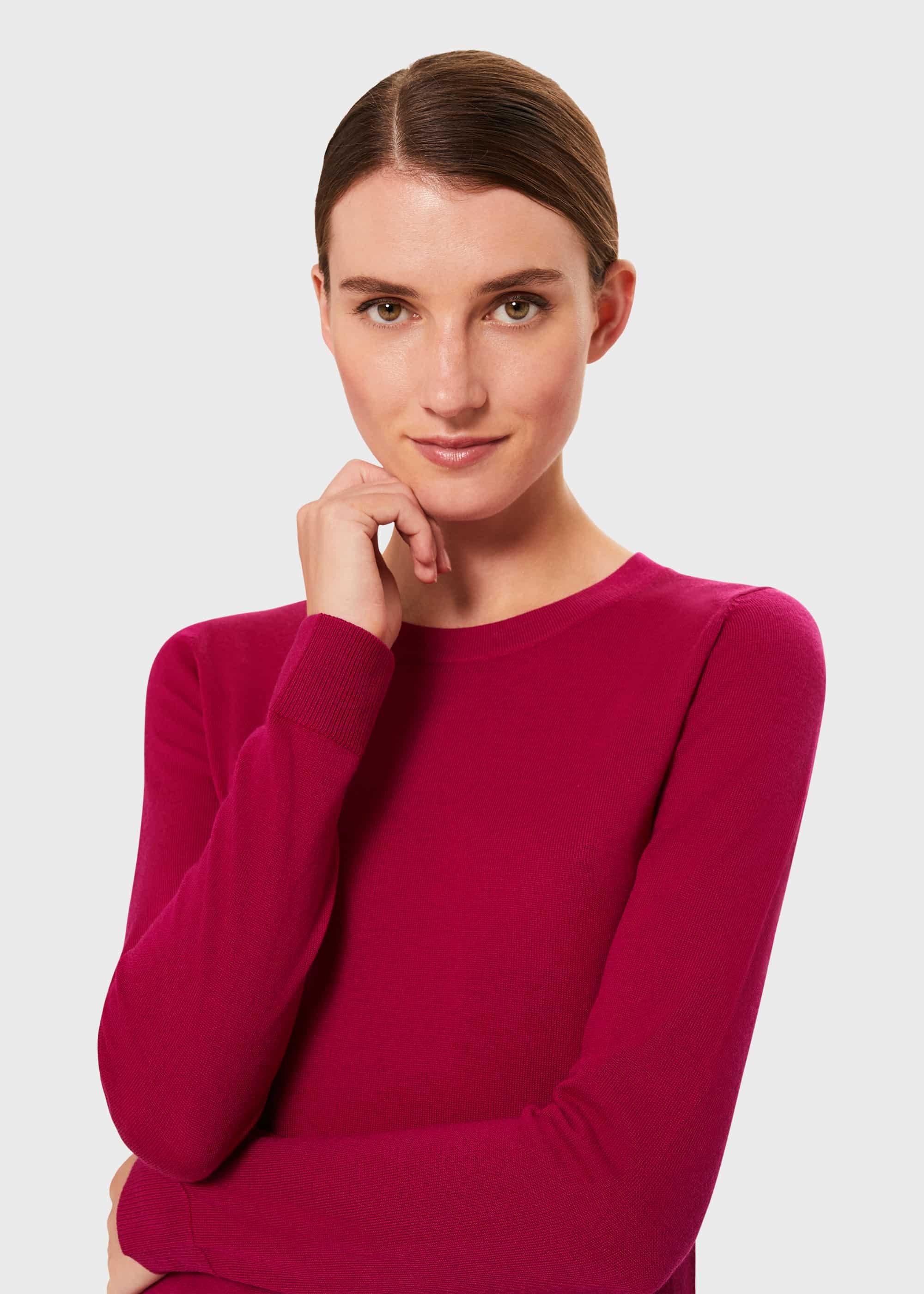 Penny Merino Wool Jumper, Hot Pink, hi-res