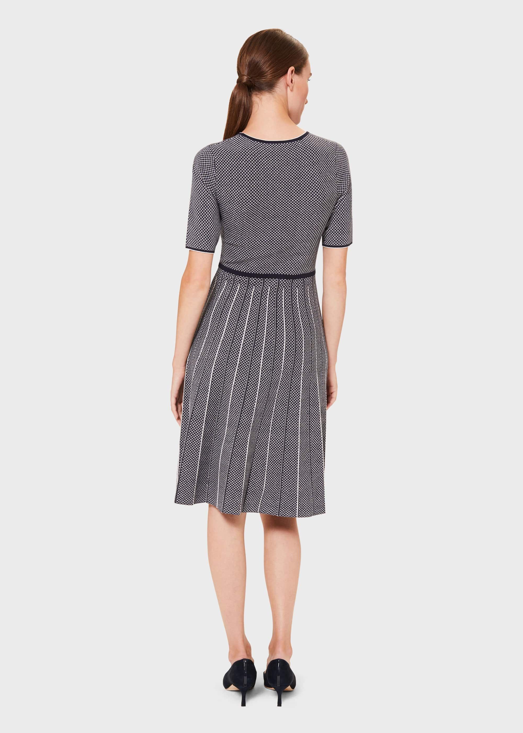 Sophie Knitted Dress, Navy Ivory, hi-res
