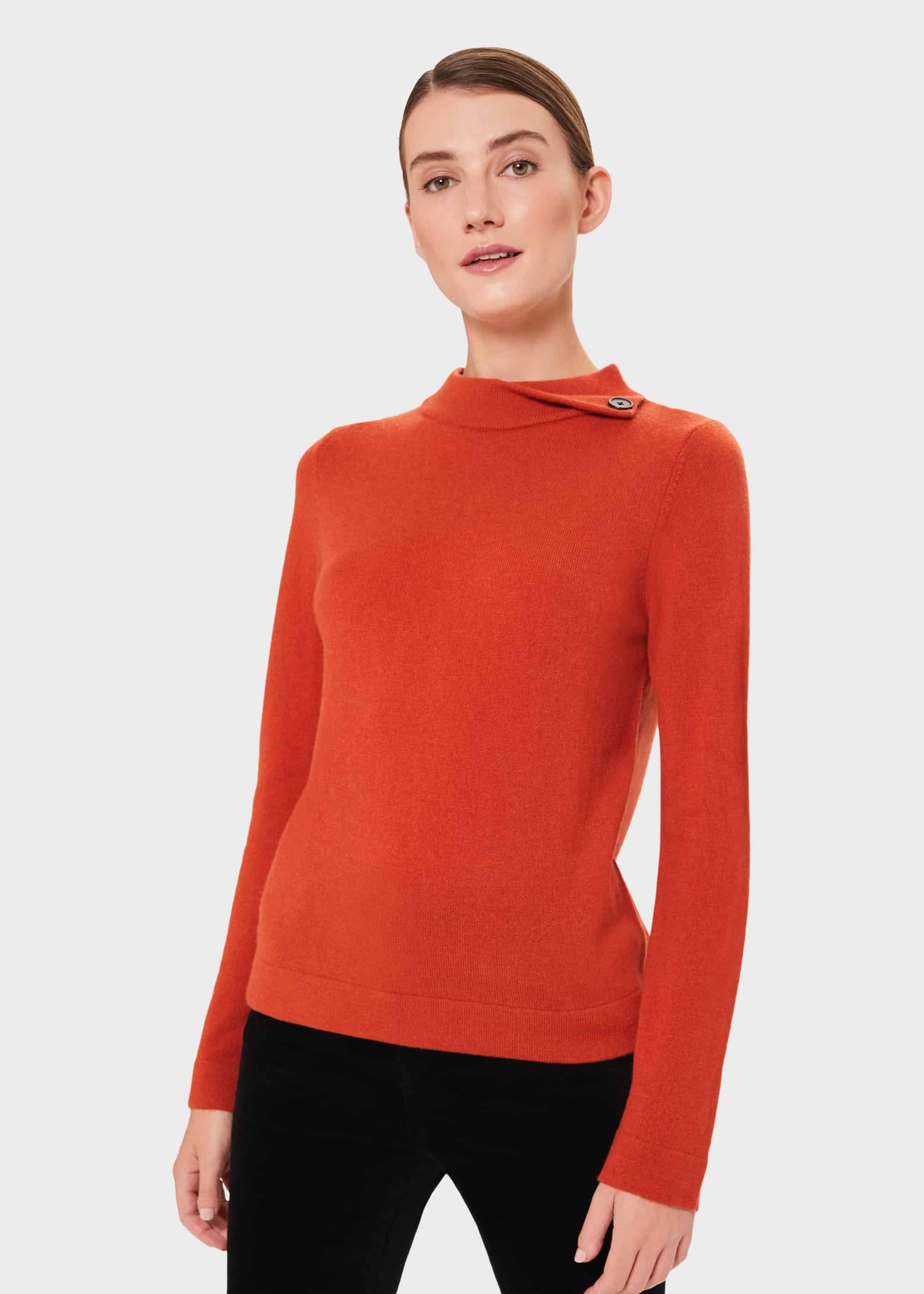Talia Wool Cashmere Sweater, Burnt Orange, hi-res