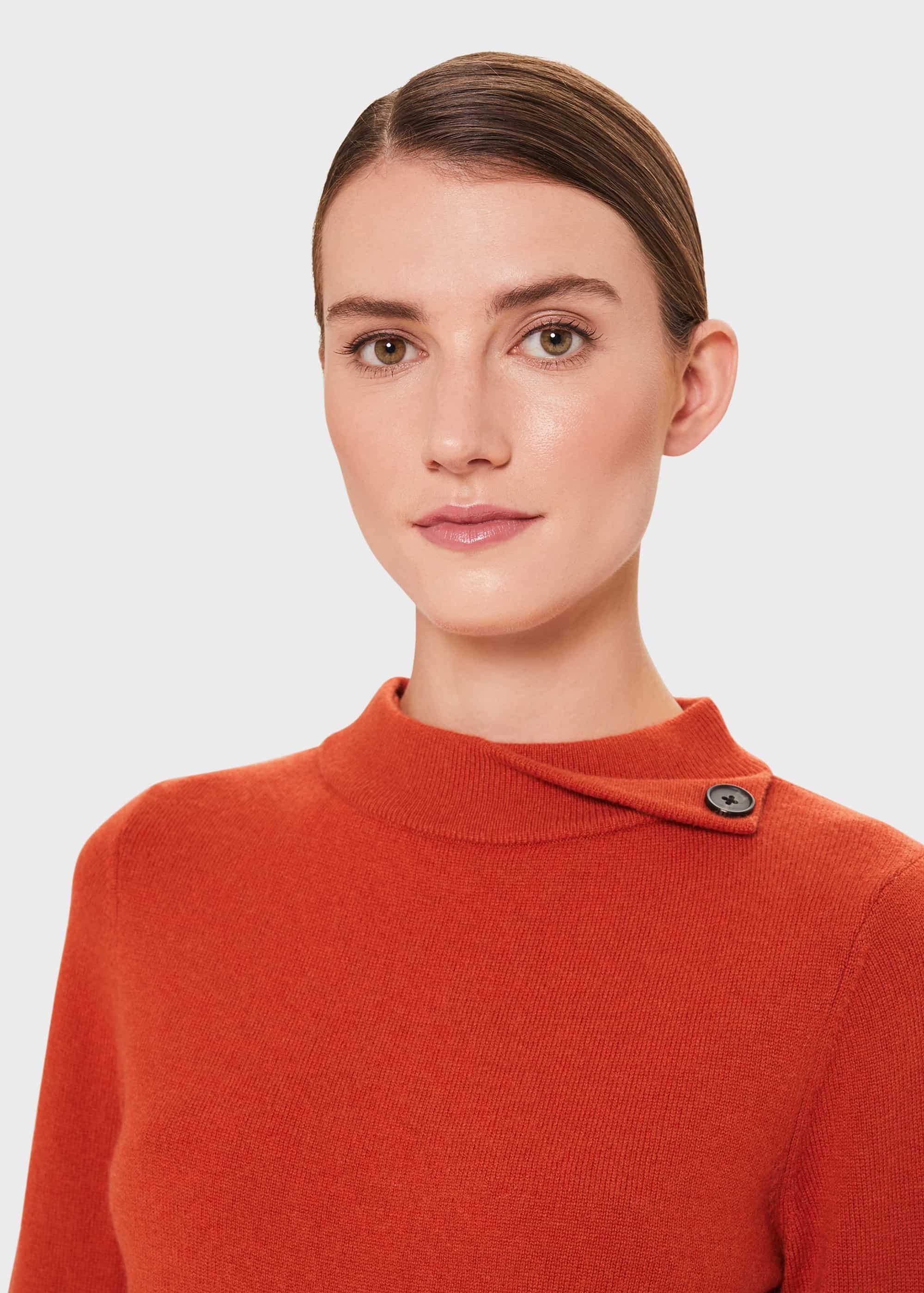 Talia Wool Cashmere Sweater, Burnt Orange, hi-res