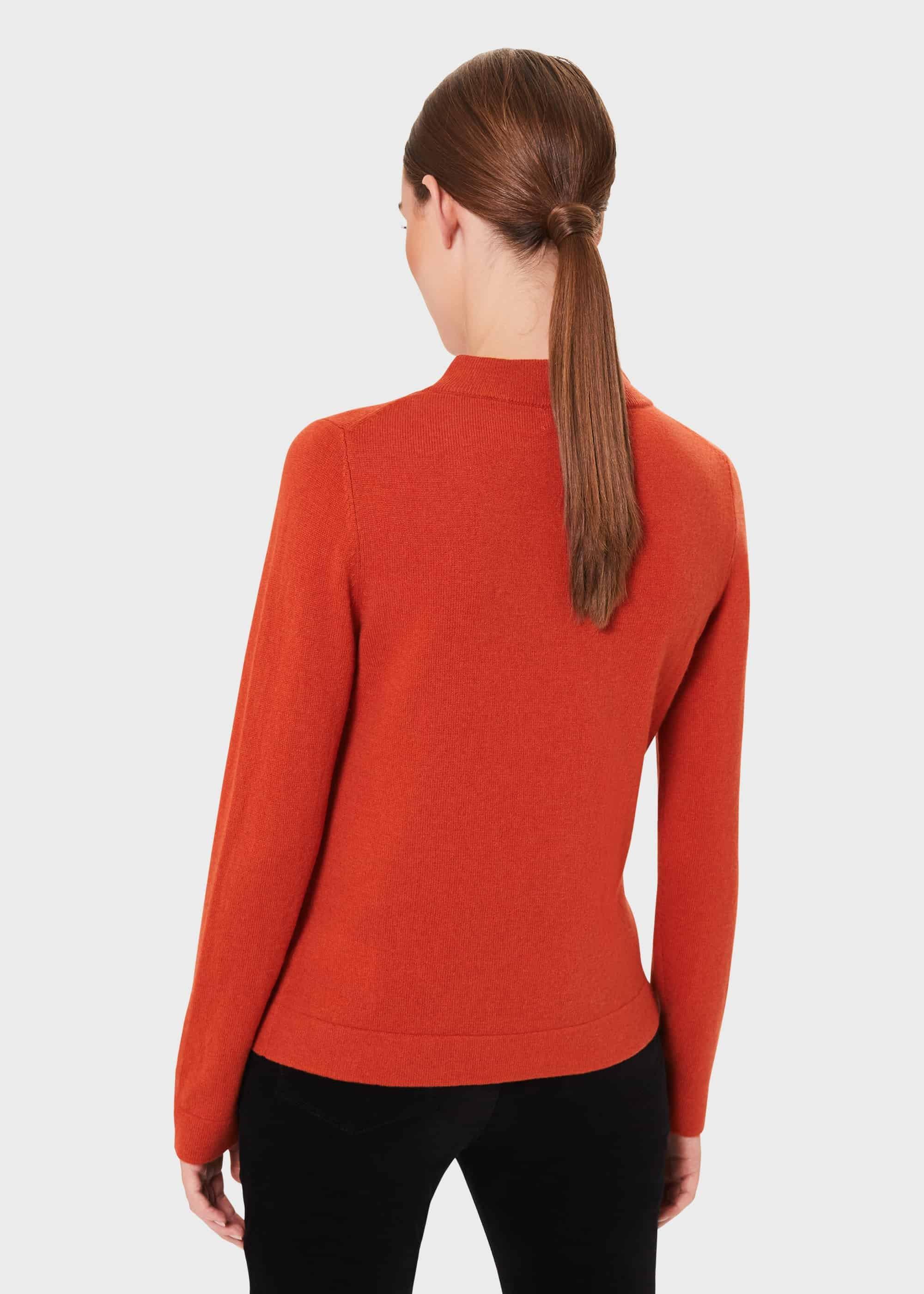 Talia Wool Cashmere Sweater, Burnt Orange, hi-res