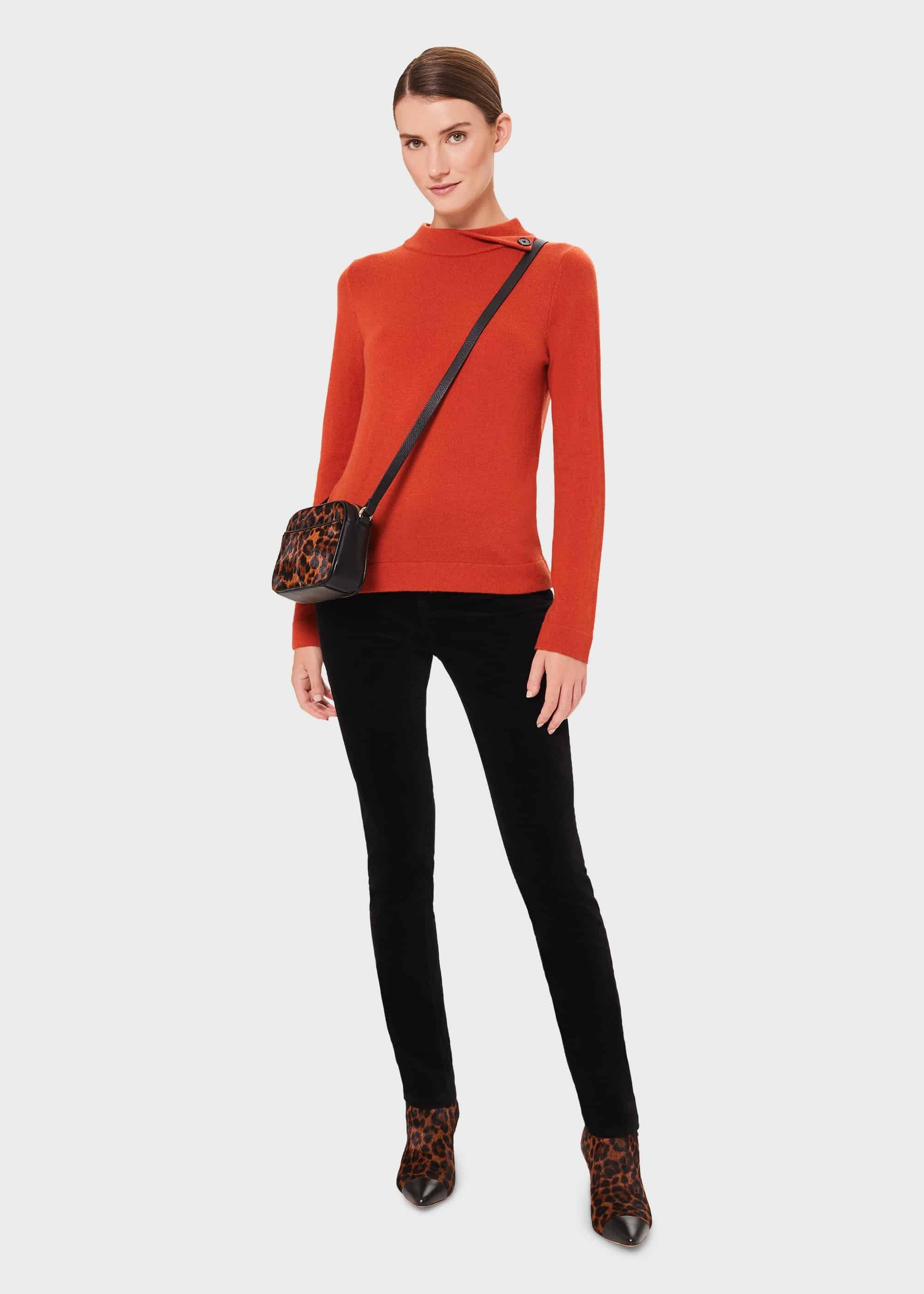 Talia Wool Cashmere Sweater, Burnt Orange, hi-res