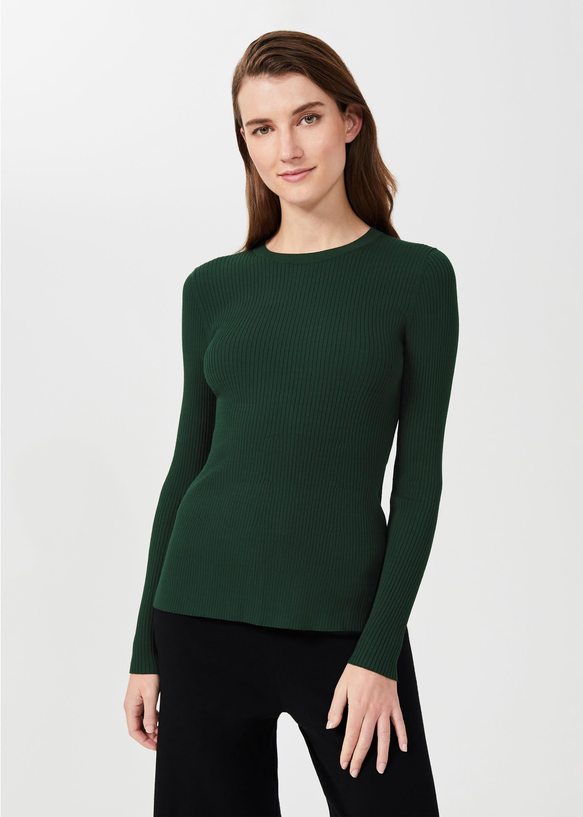 Loretta Rib Jumper, Leaf Green, hi-res