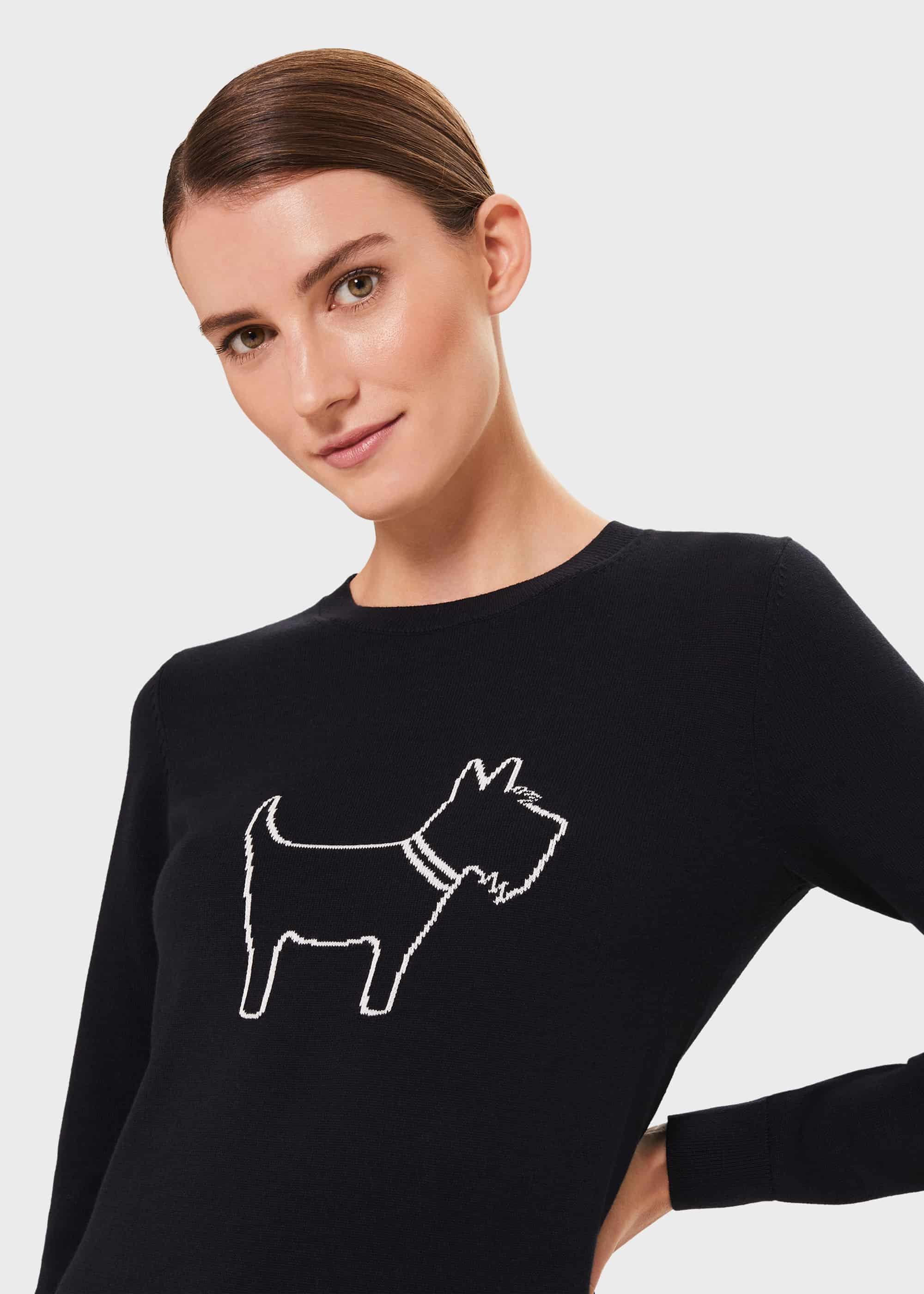 Katy Cotton Jumper, Navy Ivory, hi-res