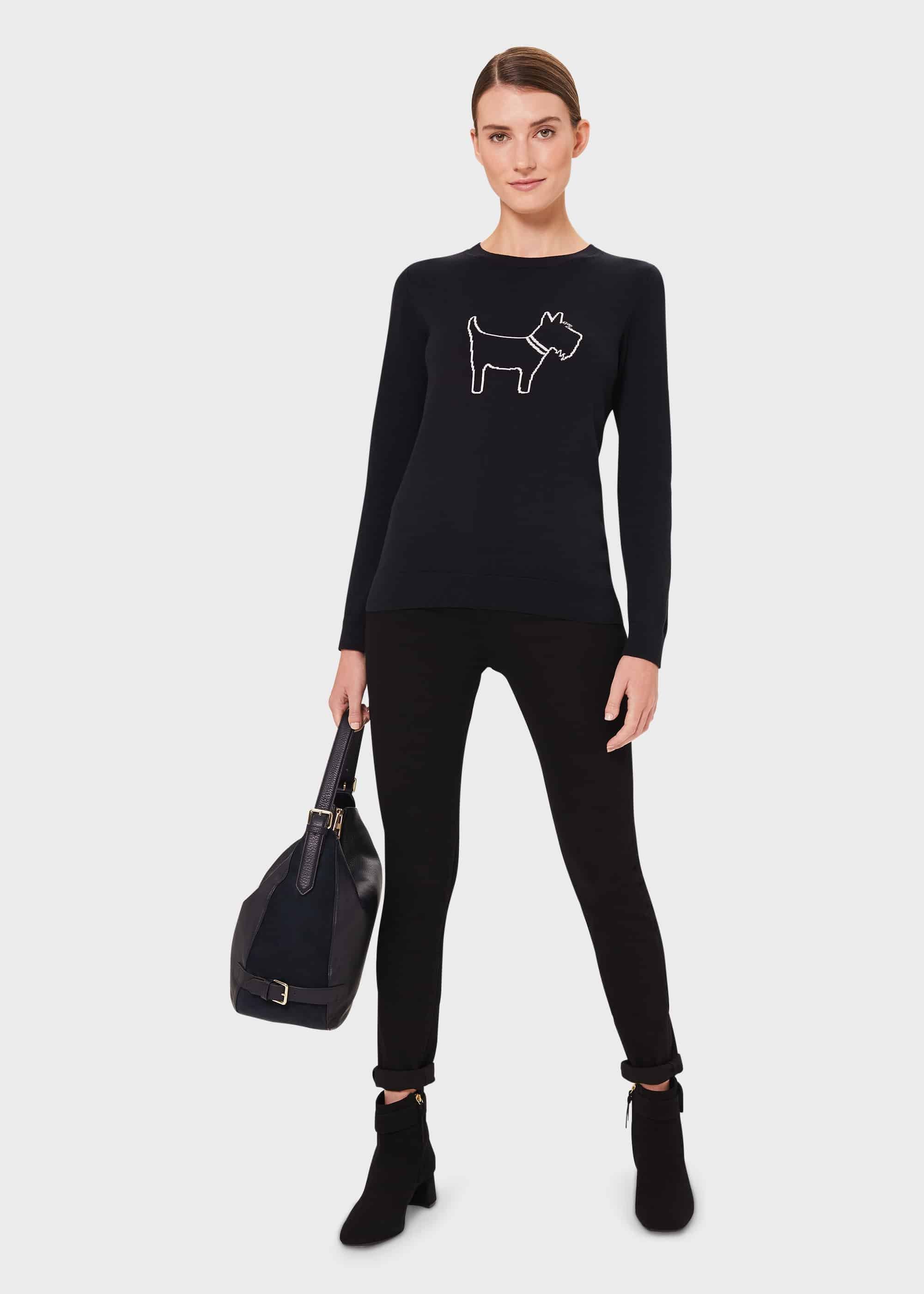 Katy Cotton Jumper, Navy Ivory, hi-res