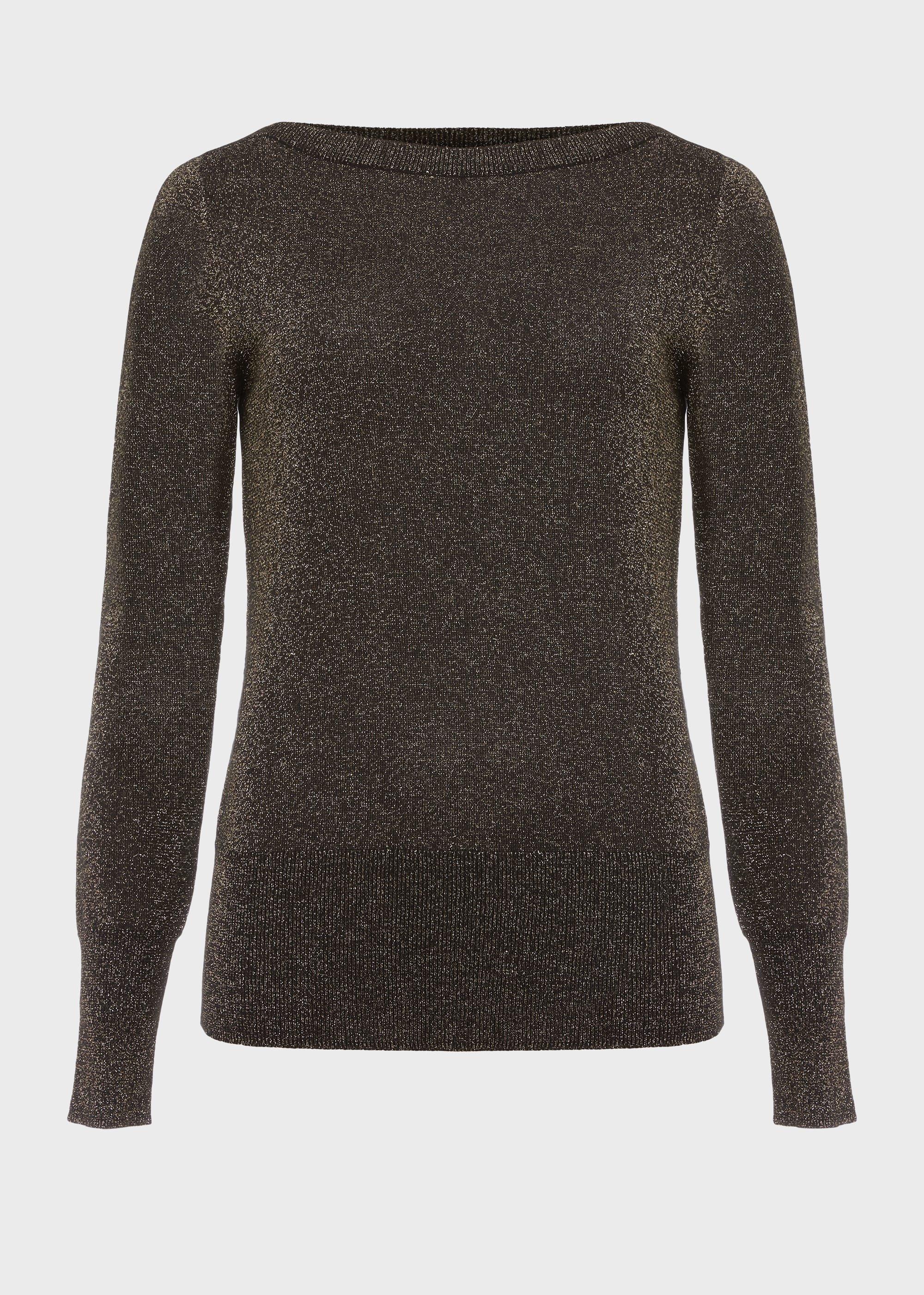 Anika Boatneck Sparkle Jumper, Gold Black, hi-res