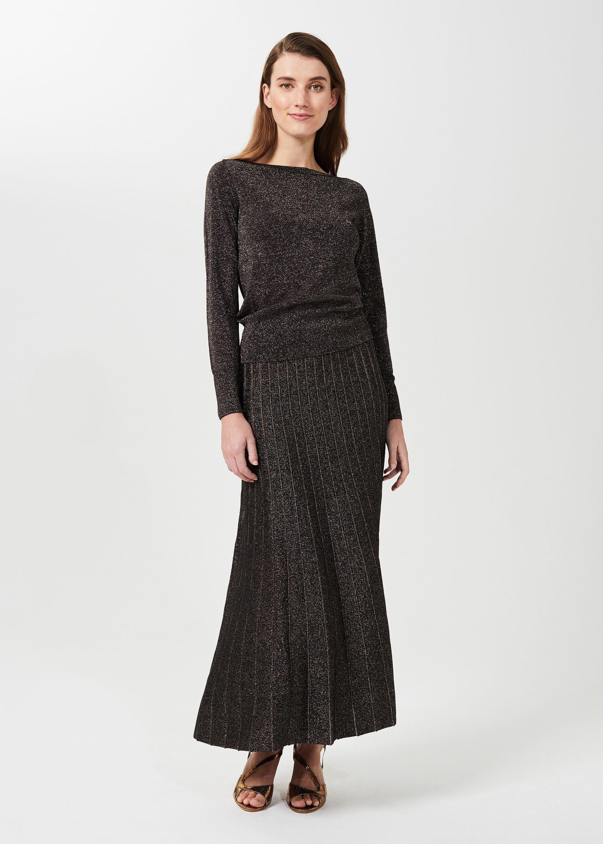 Anika Boatneck Sparkle Jumper, Gold Black, hi-res