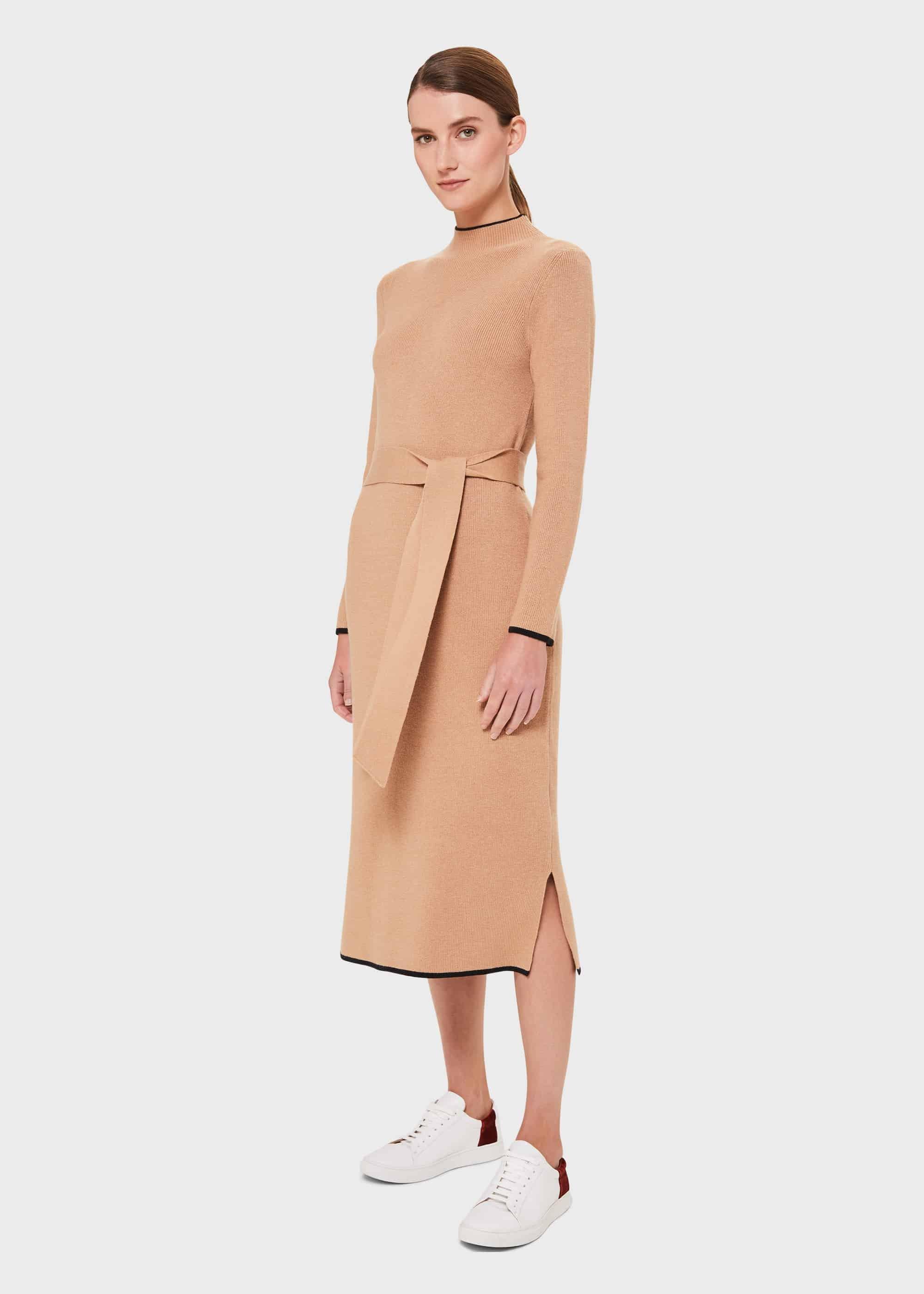 Carrie Knitted Dress, Black Camel, hi-res
