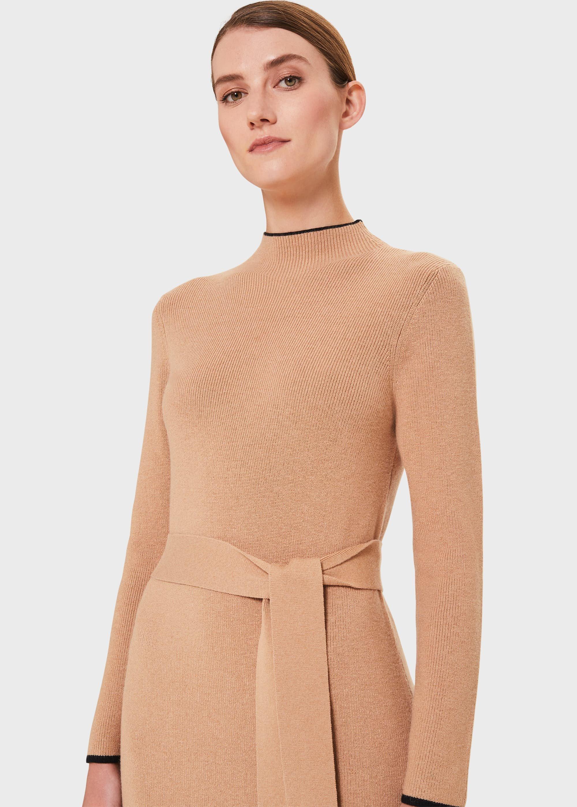 Carrie Knitted Dress, Black Camel, hi-res