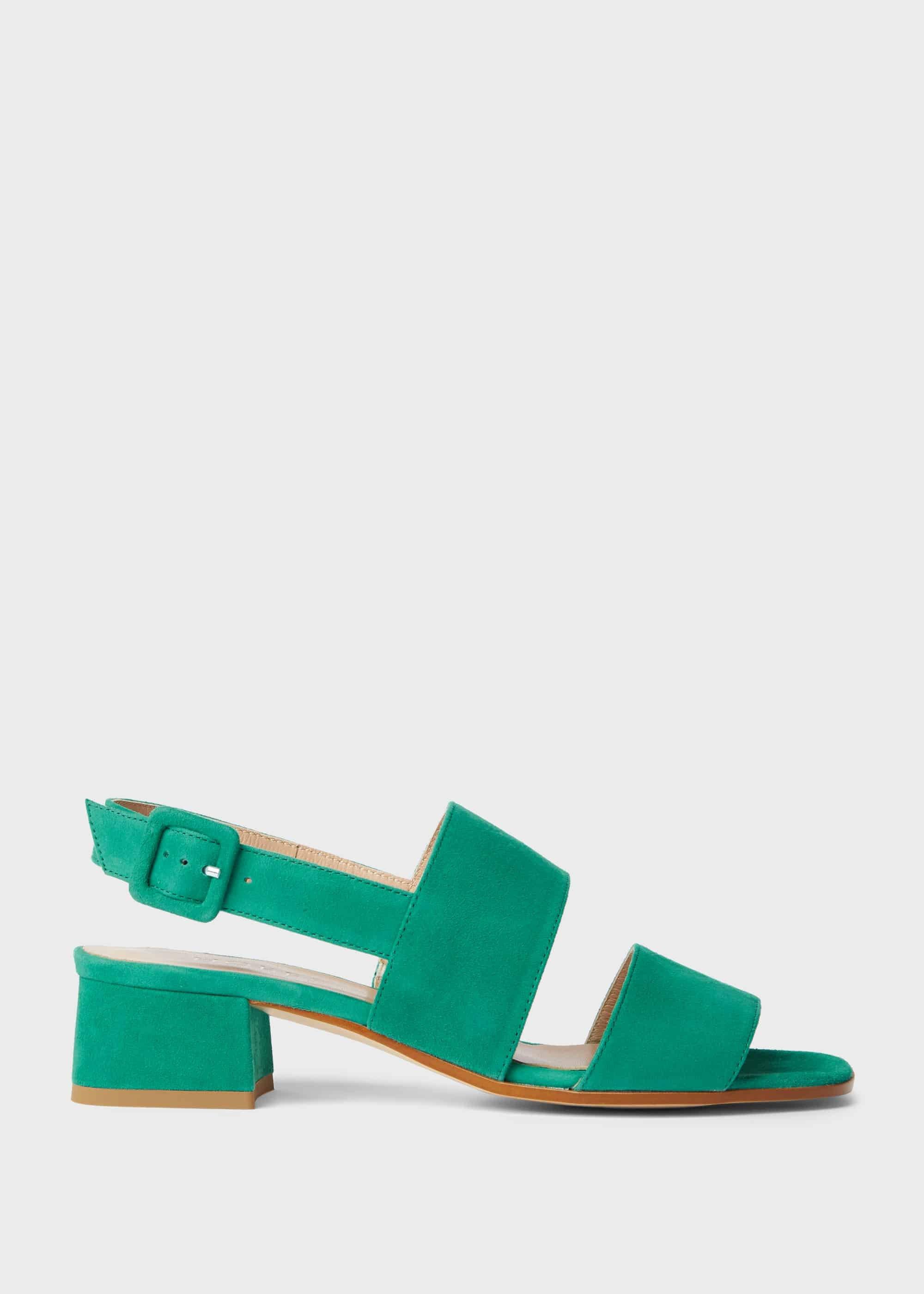 Claudia Suede Block Heel Sandals, Field Green, hi-res
