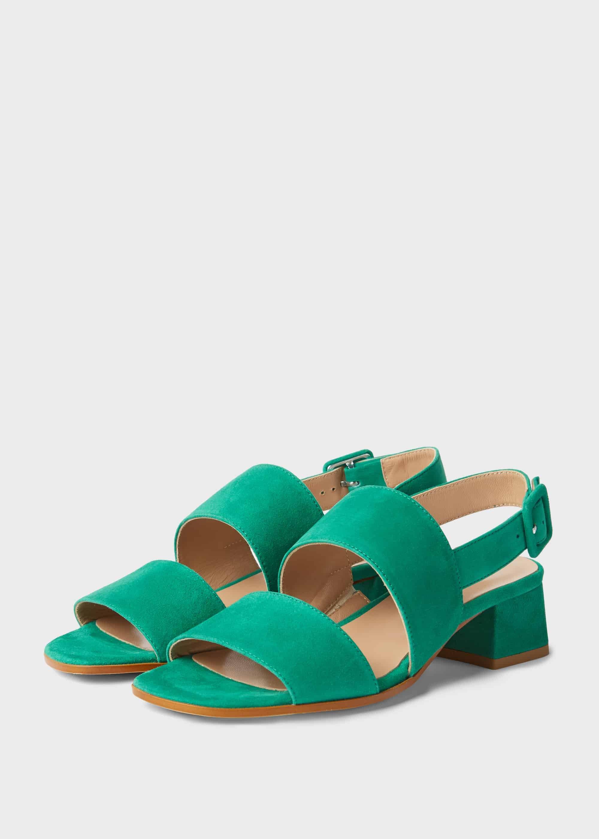 Claudia Suede Block Heel Sandals, Field Green, hi-res