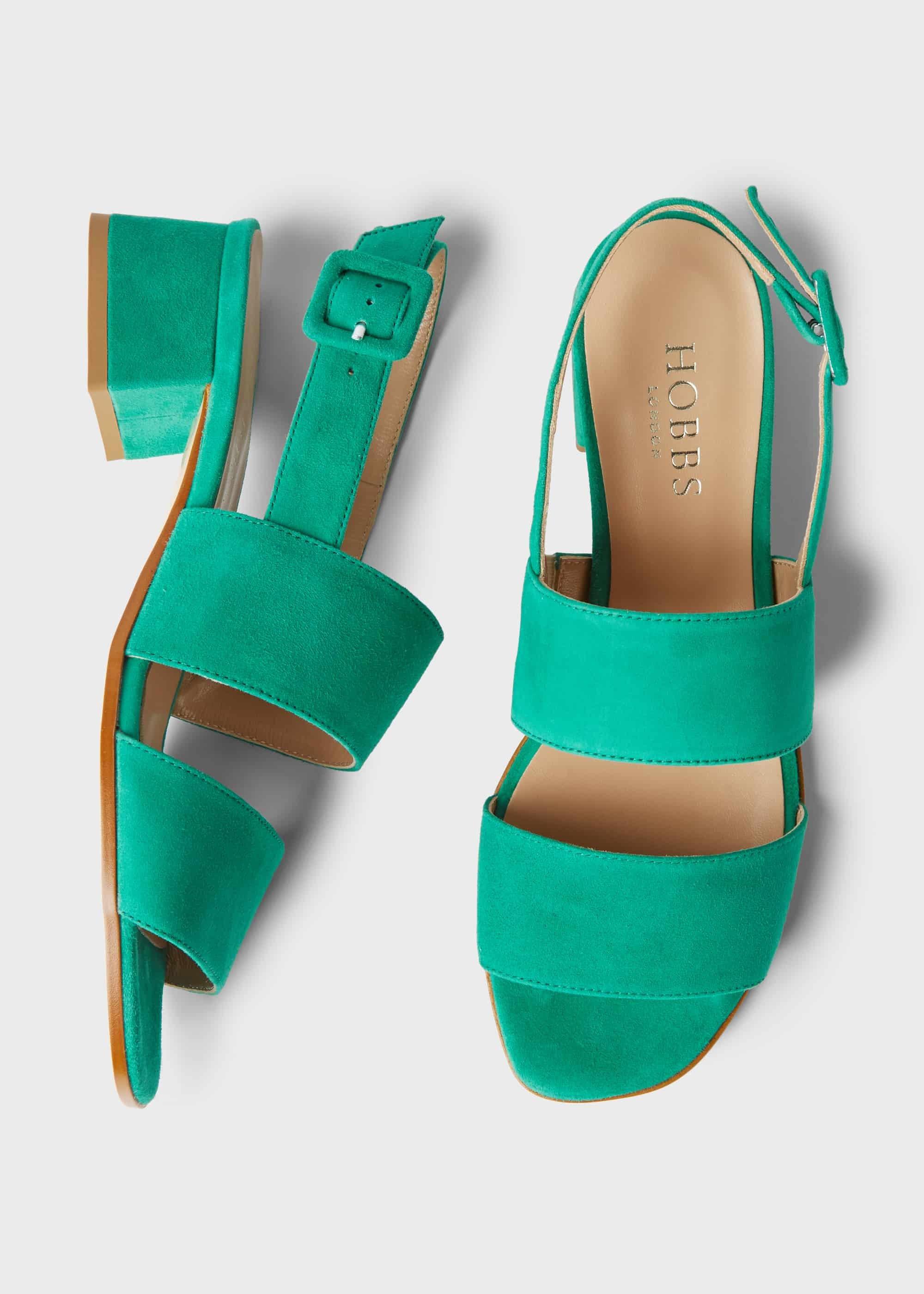 Claudia Suede Block Heel Sandals, Field Green, hi-res