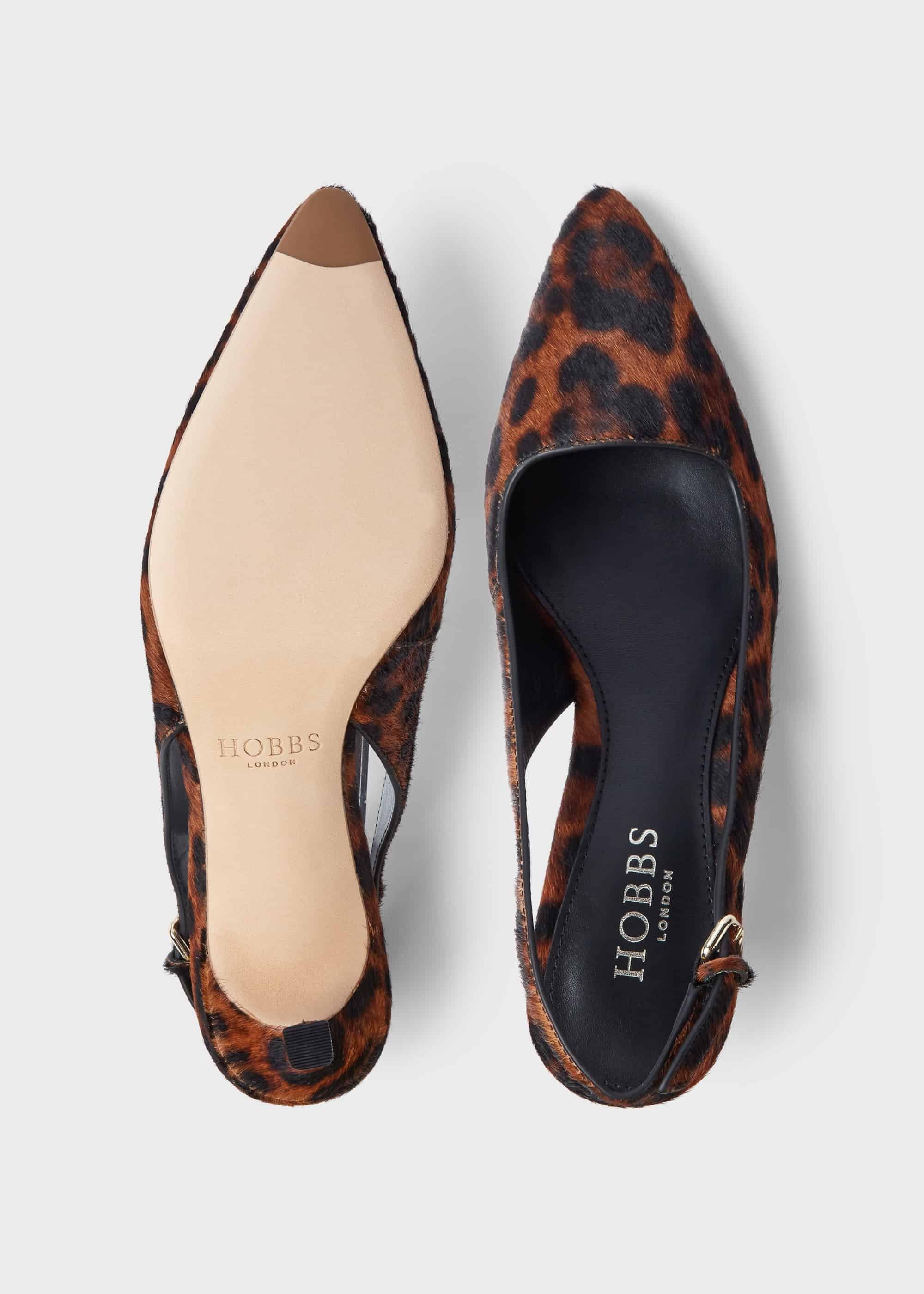 Kiera Animal Kitten Heel Slingback Court Shoes, Leopard, hi-res
