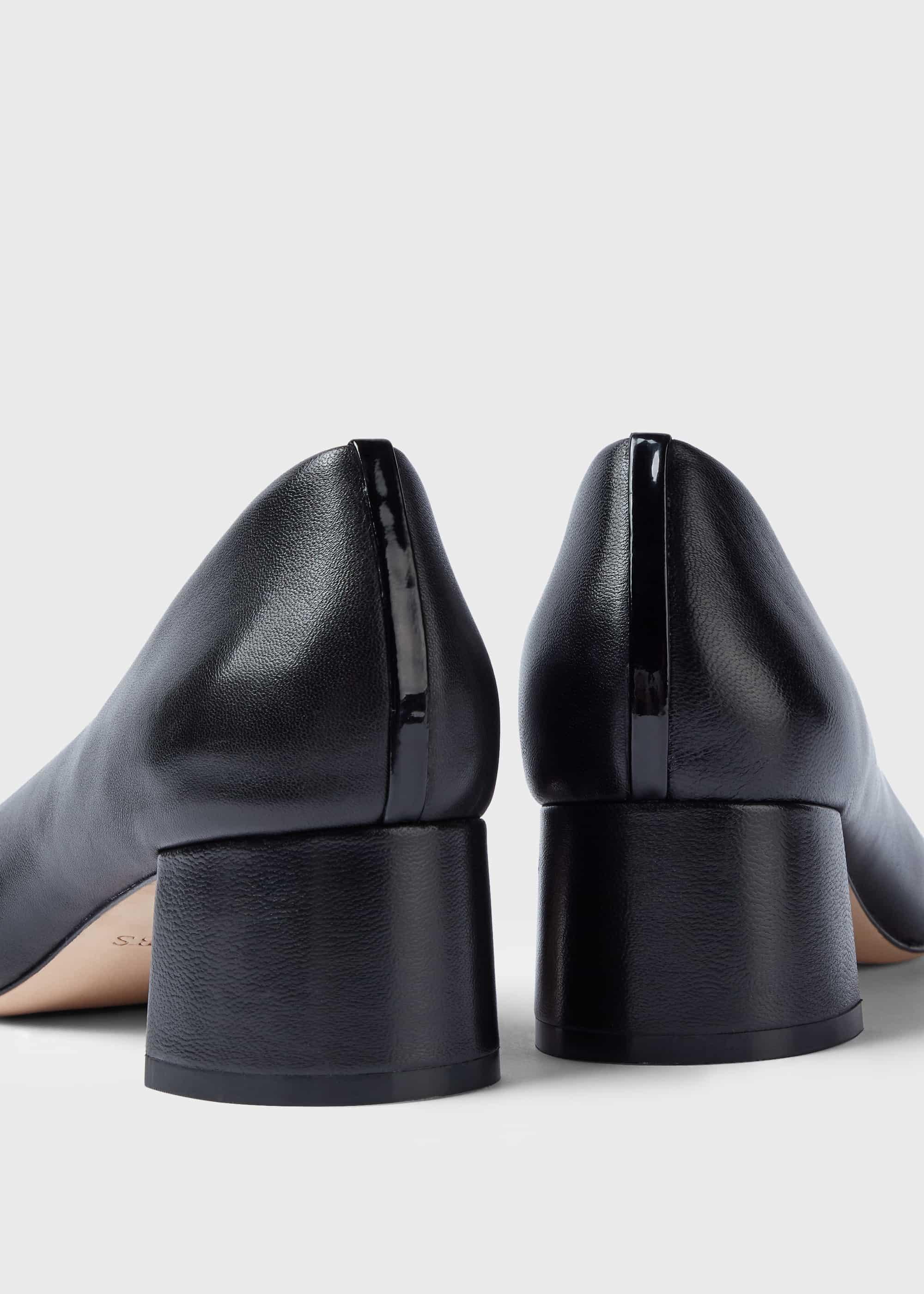 Abbey Leather Court Shoes , Black, hi-res