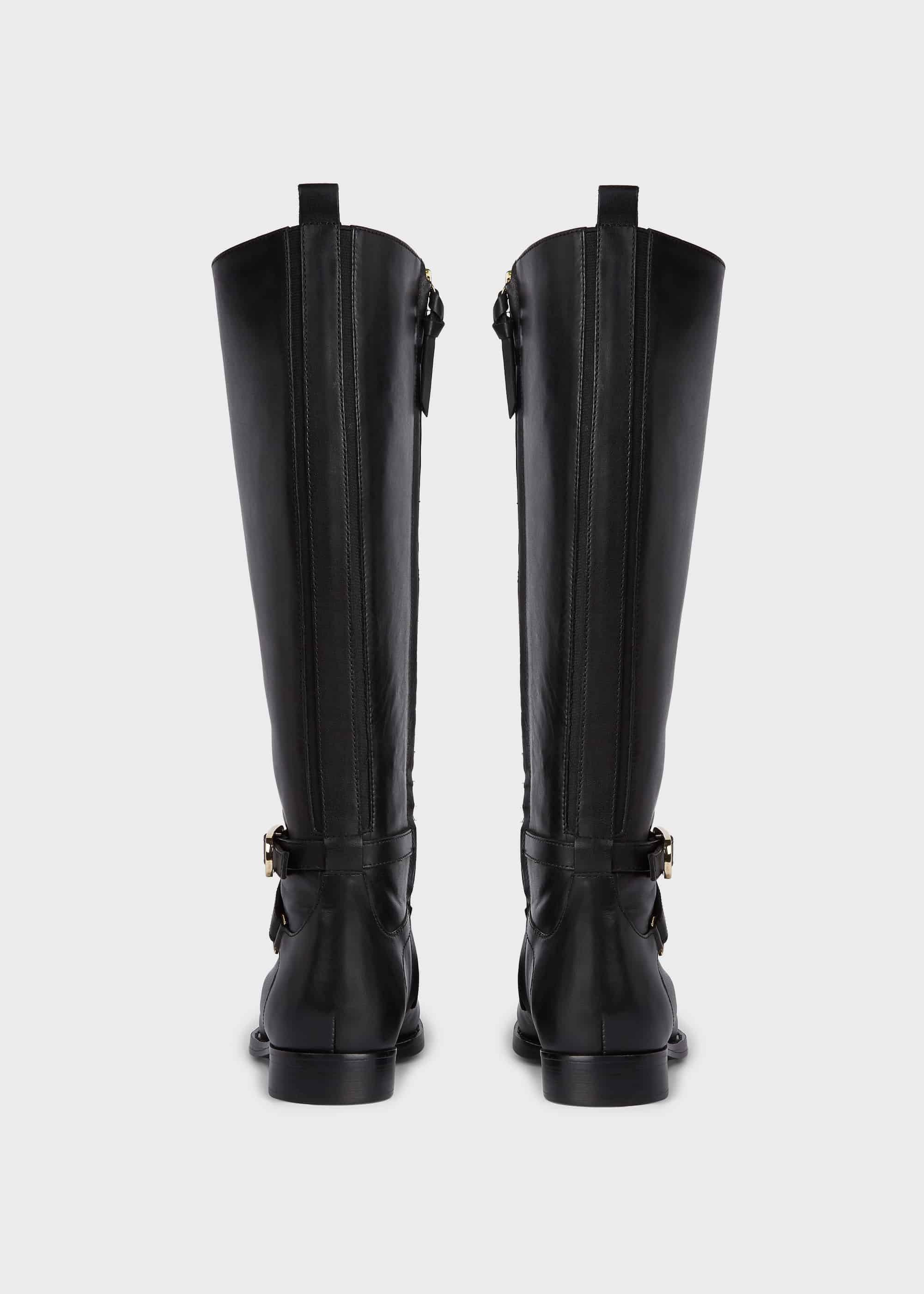 Lydia Leather Block Heel Knee Boots, Black, hi-res