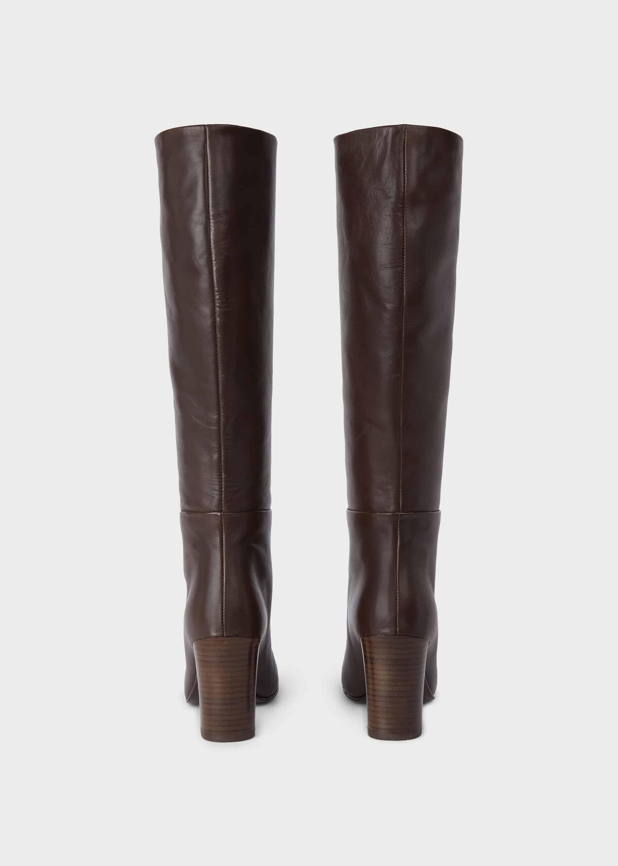 Anastasia Leather Knee High Boots, Dark Brown, hi-res
