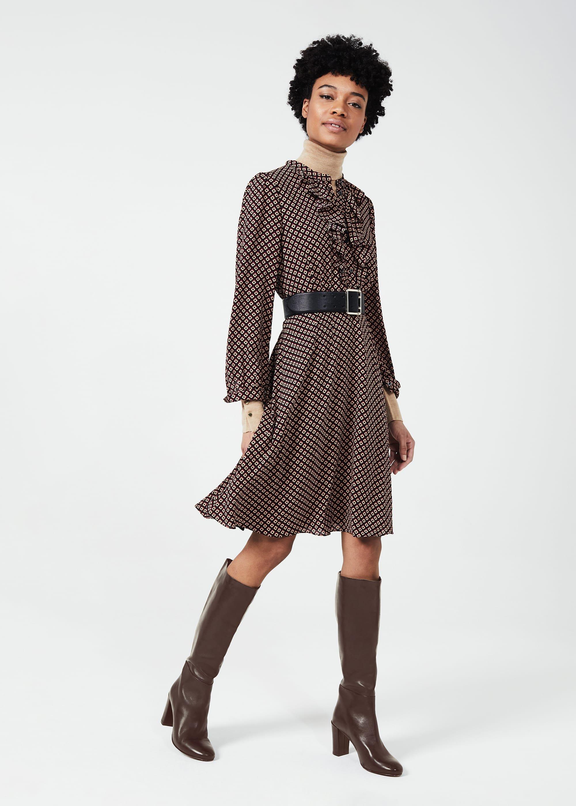 Anastasia Leather Knee High Boots, Dark Brown, hi-res