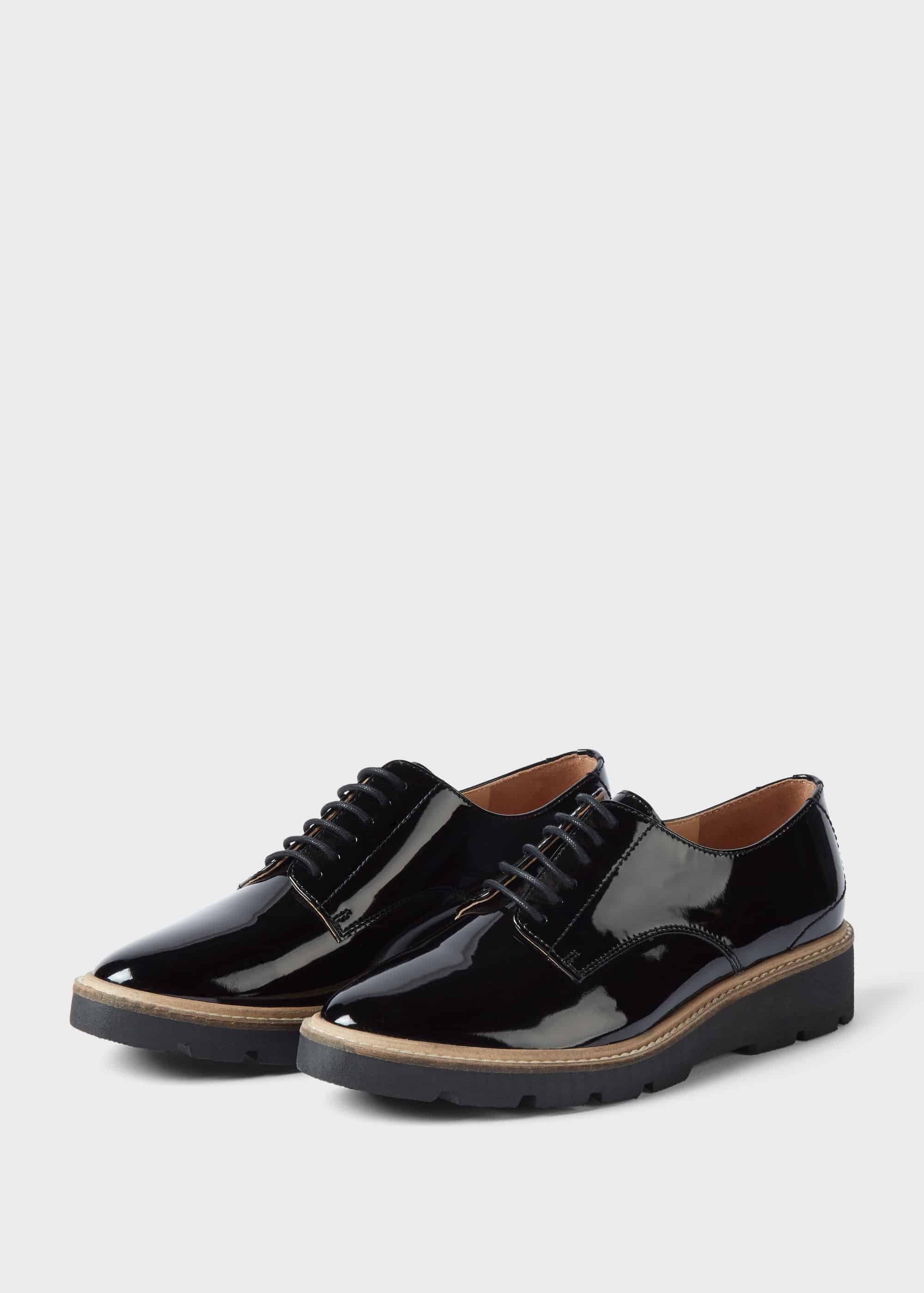 Bloomsbury Patent Flat Shoes, Black, hi-res