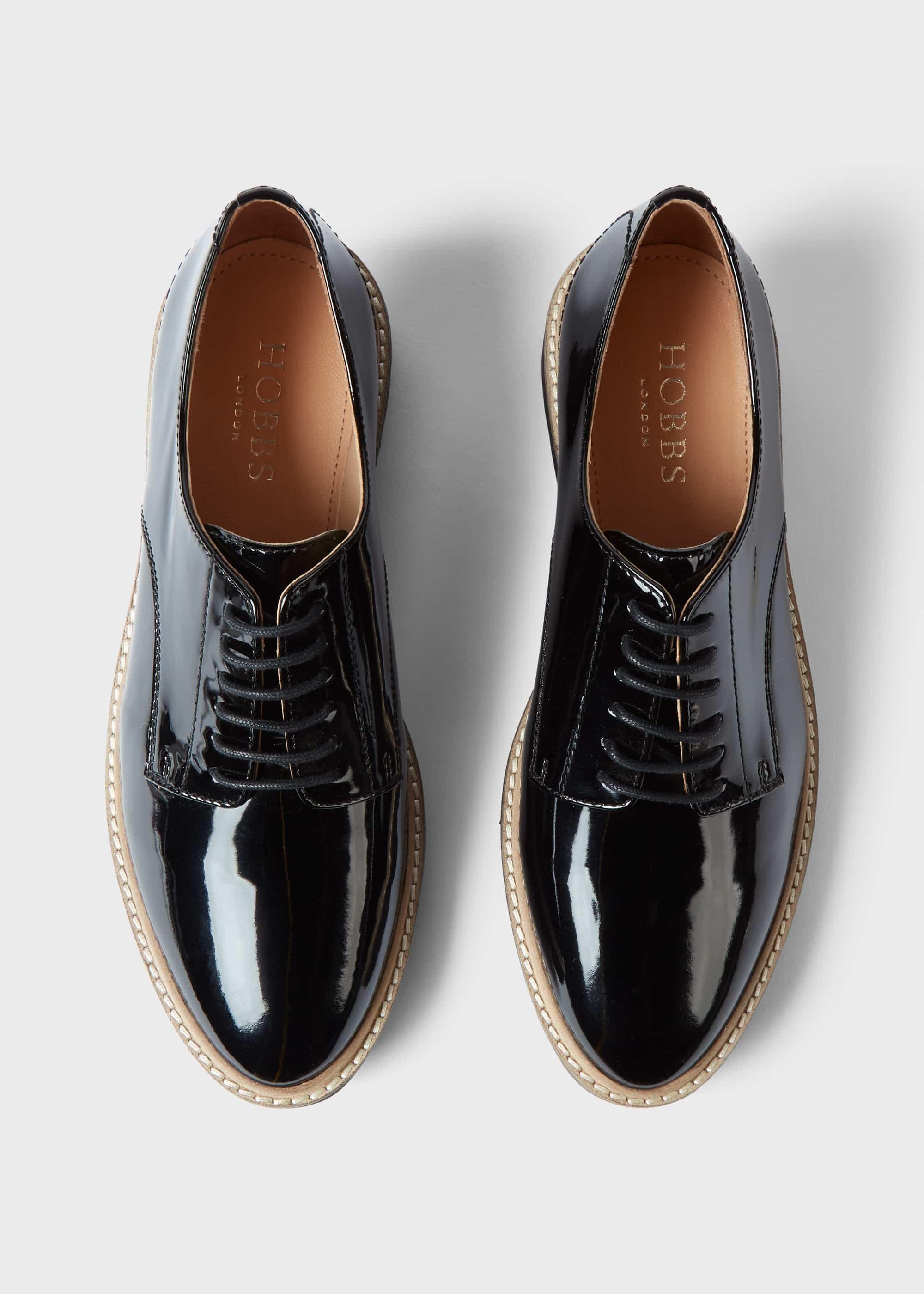 Bloomsbury Patent Flat Shoes, Black, hi-res
