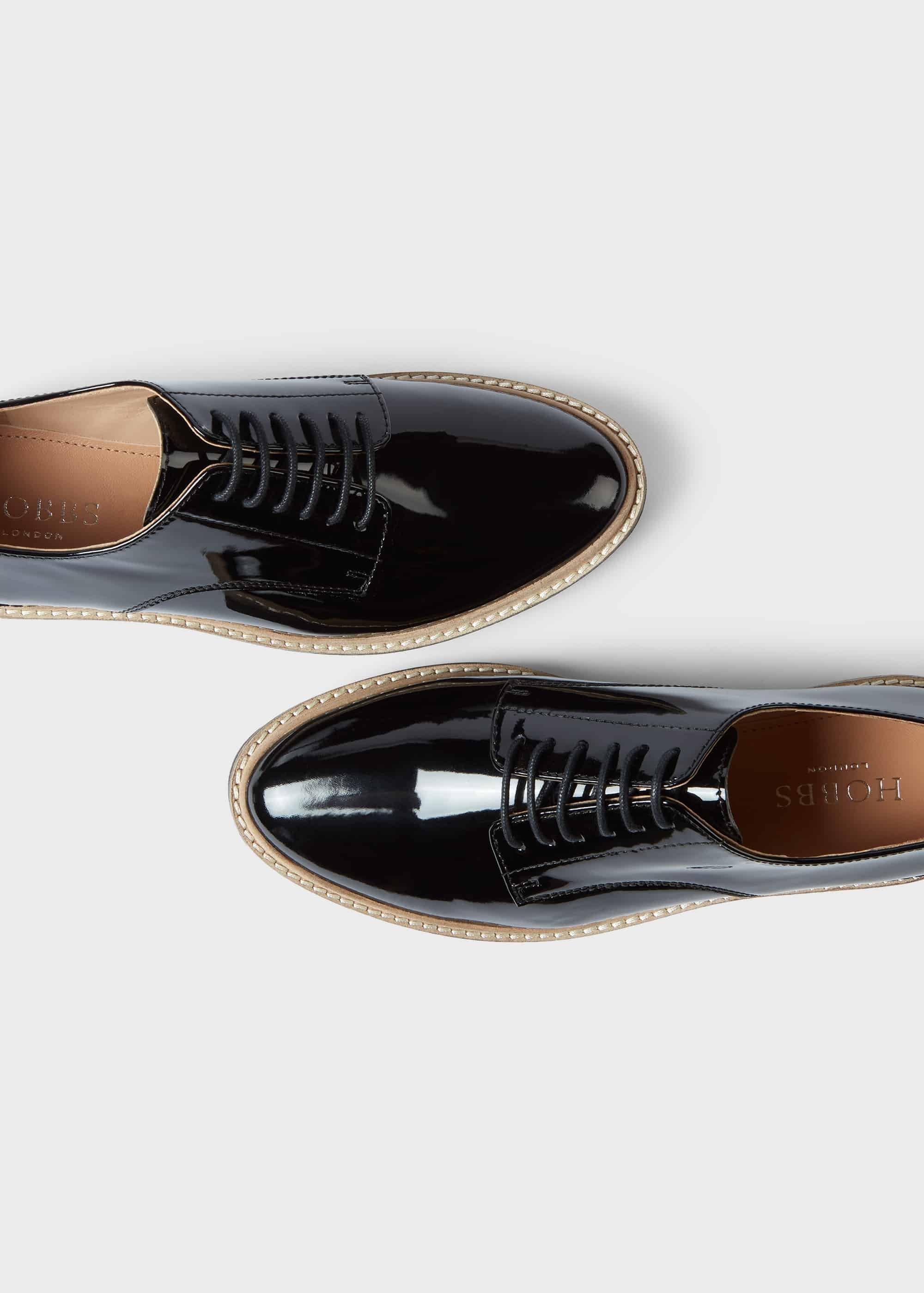 Bloomsbury Patent Flat Shoes, Black, hi-res