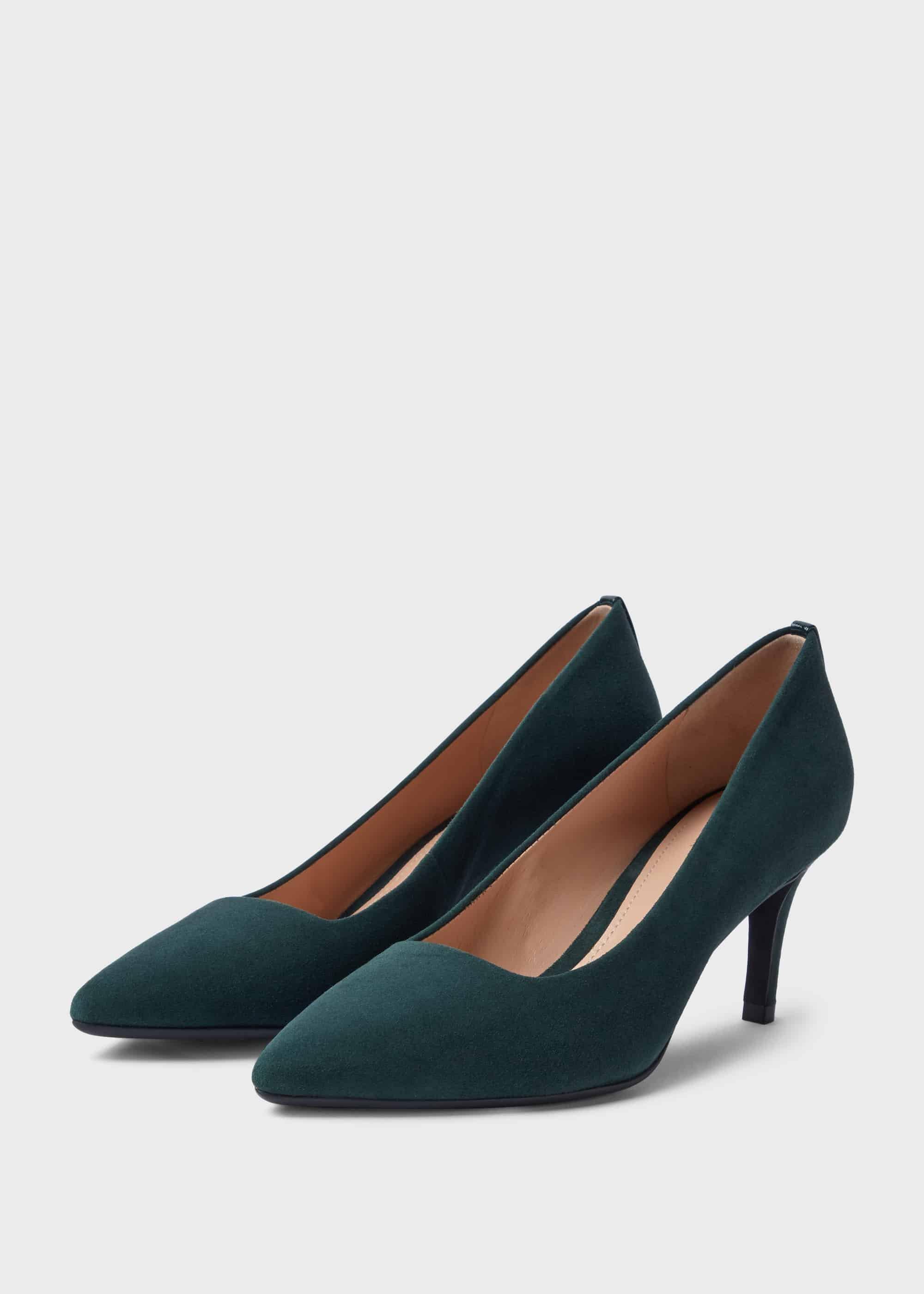 Amy Suede Stiletto Court Shoes, Bottle Green, hi-res