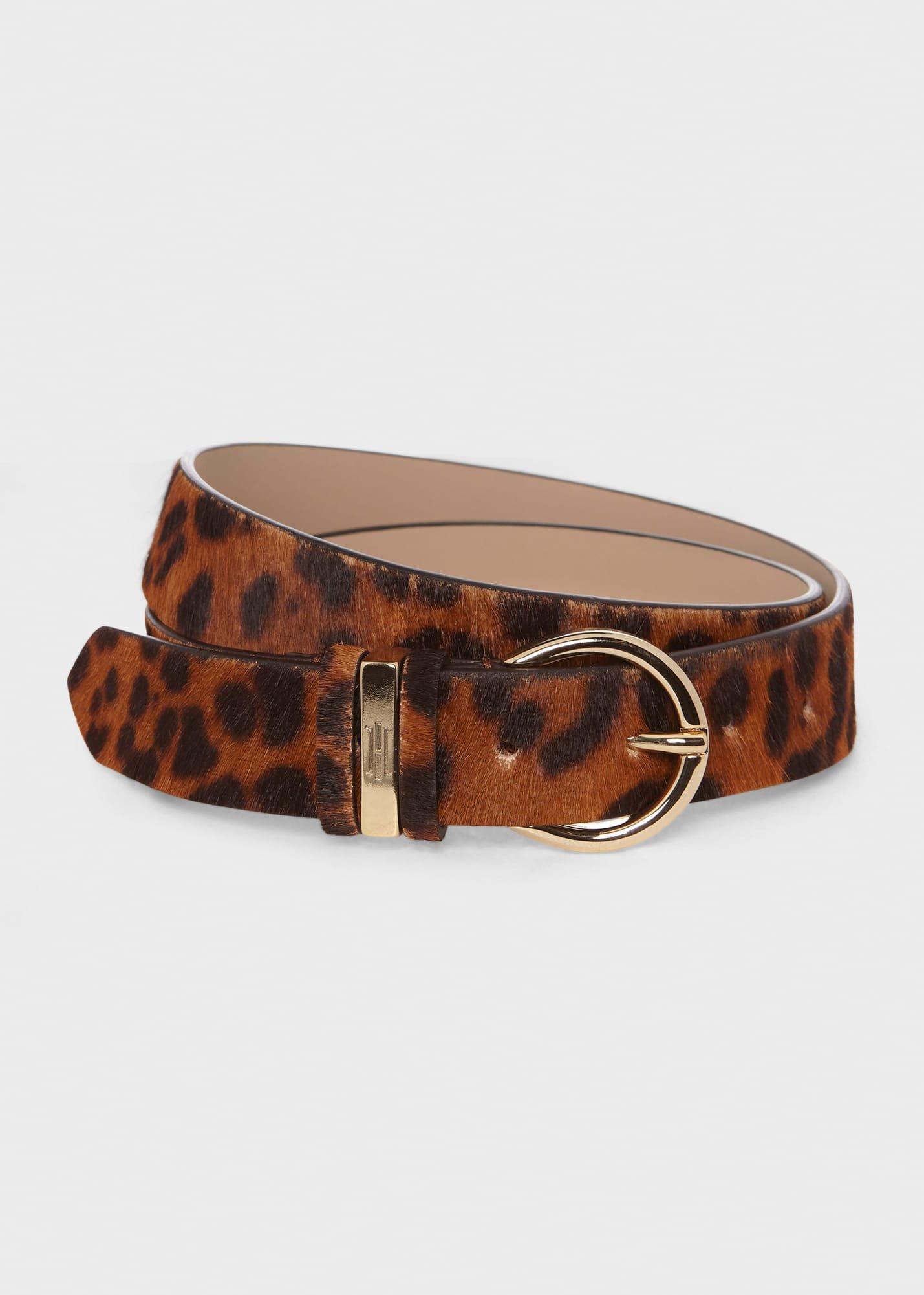 Eugenie Leather Belt , Leopard, hi-res