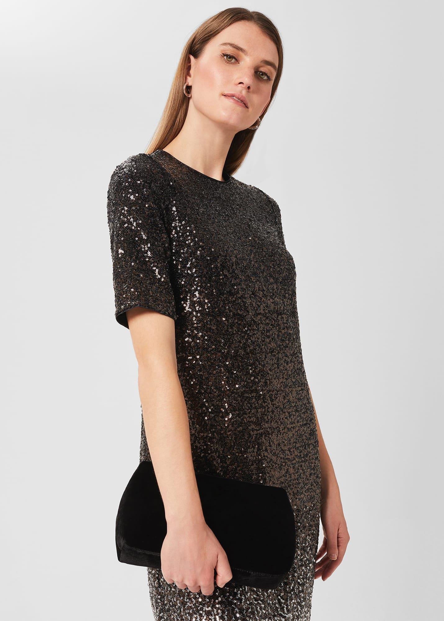 Clifton Velvet Clutch Bag, Black, hi-res