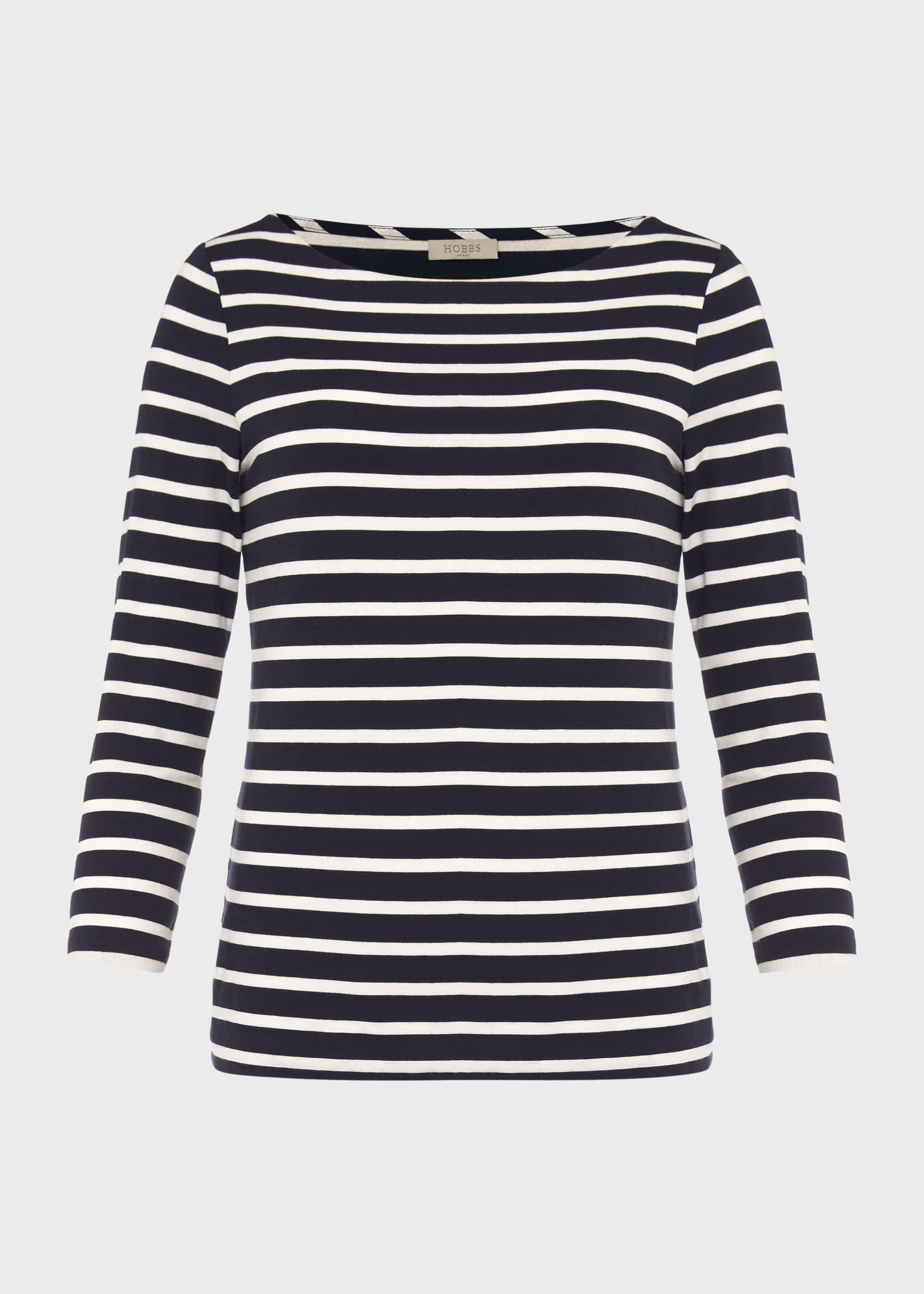 Sonya Striped Top, Navy Ivory, hi-res