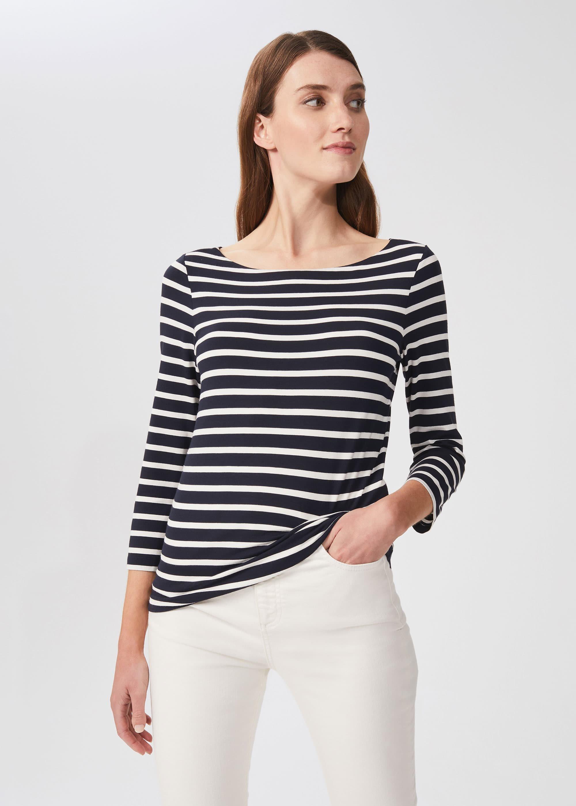 Sonya Striped Top, Navy Ivory, hi-res