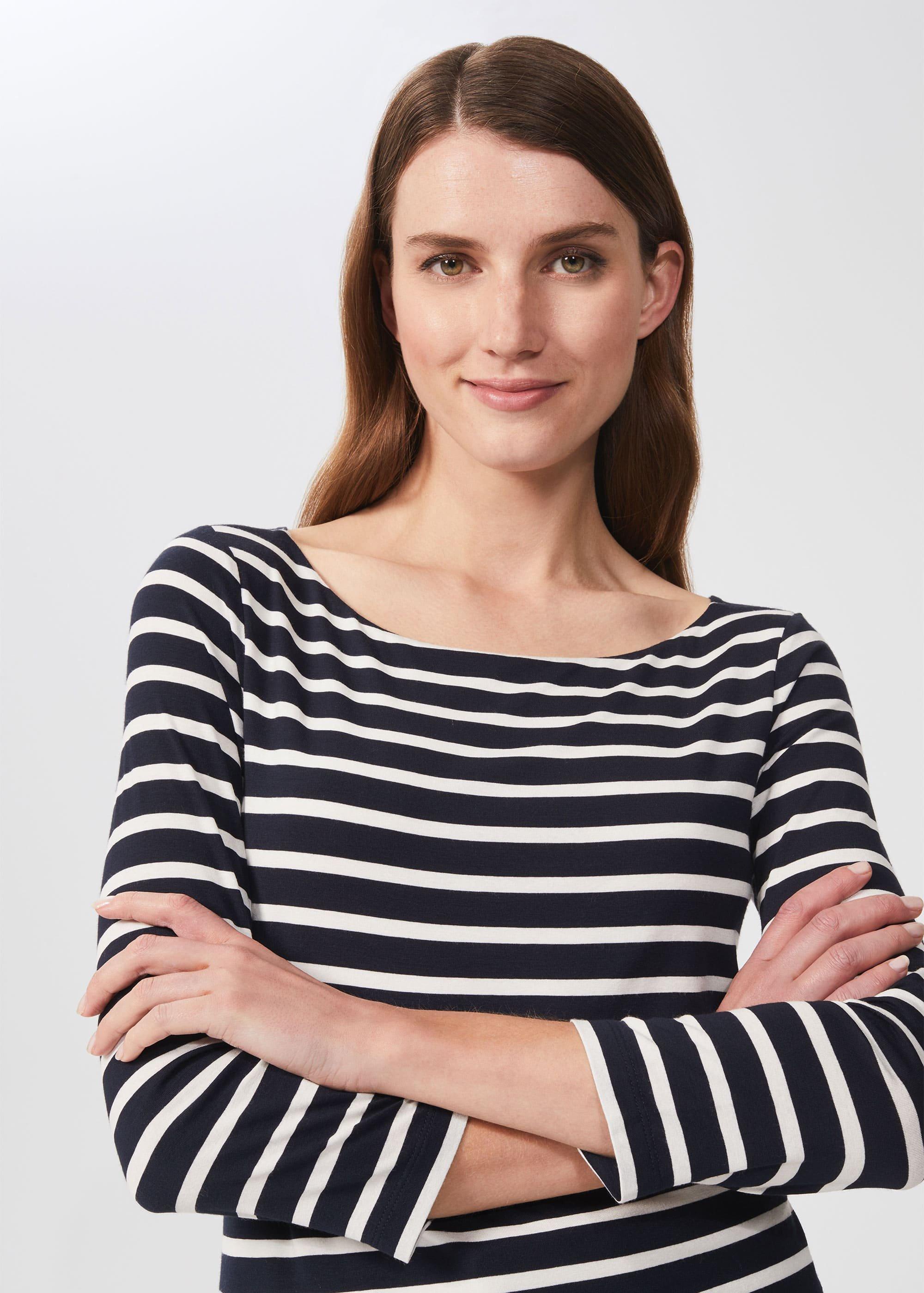 Sonya Striped Top, Navy Ivory, hi-res