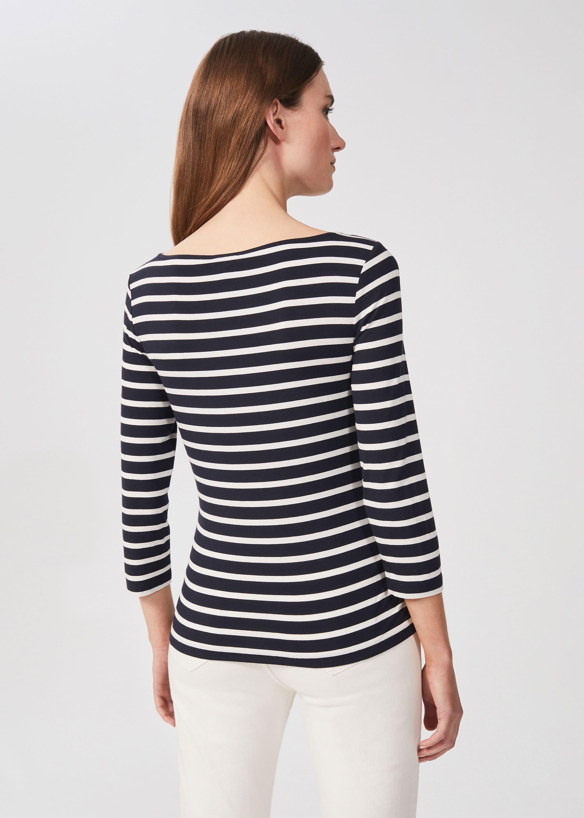 Sonya Striped Top, Navy Ivory, hi-res
