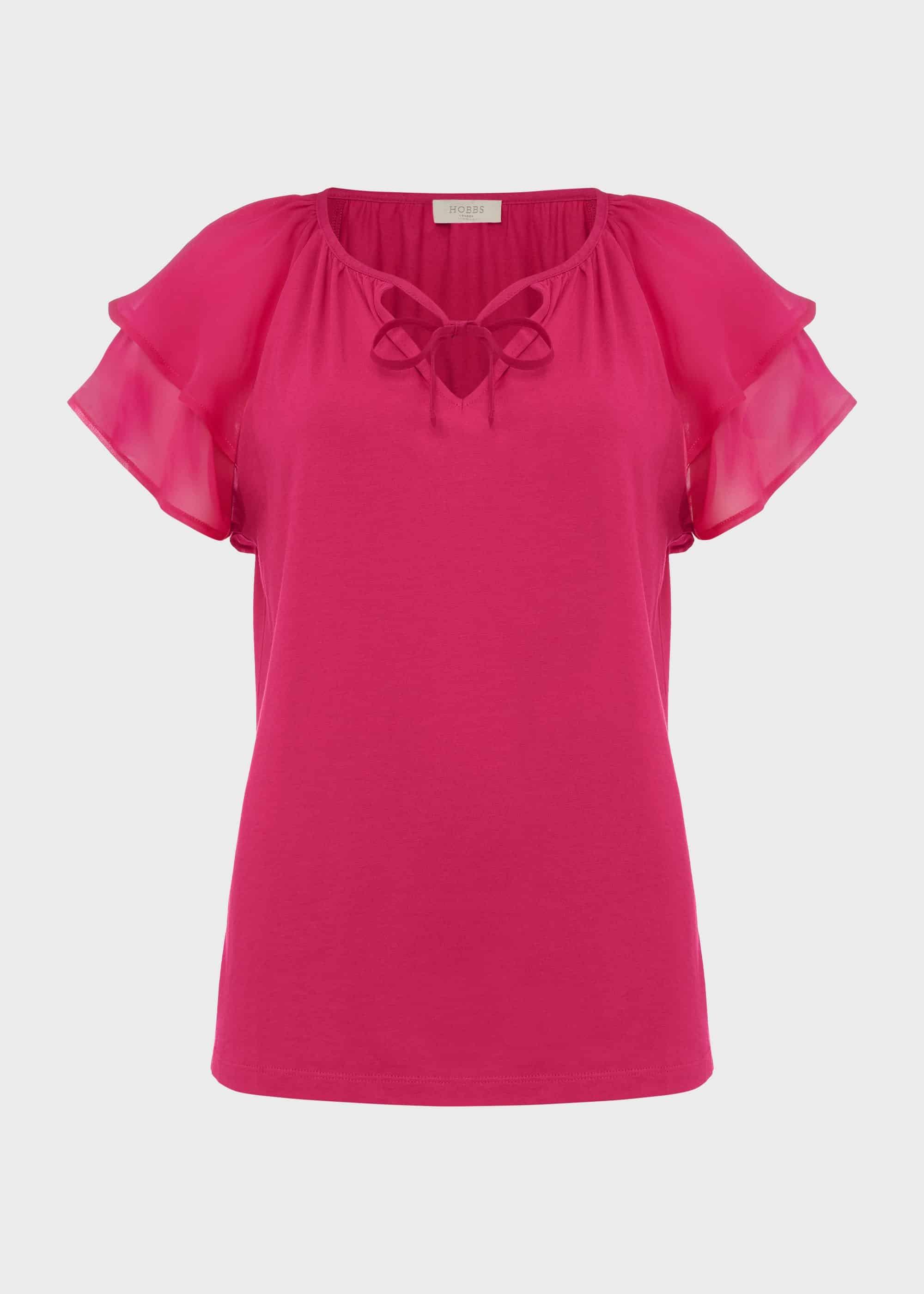 Carolina Colourblock Tee, Fuchsia, hi-res