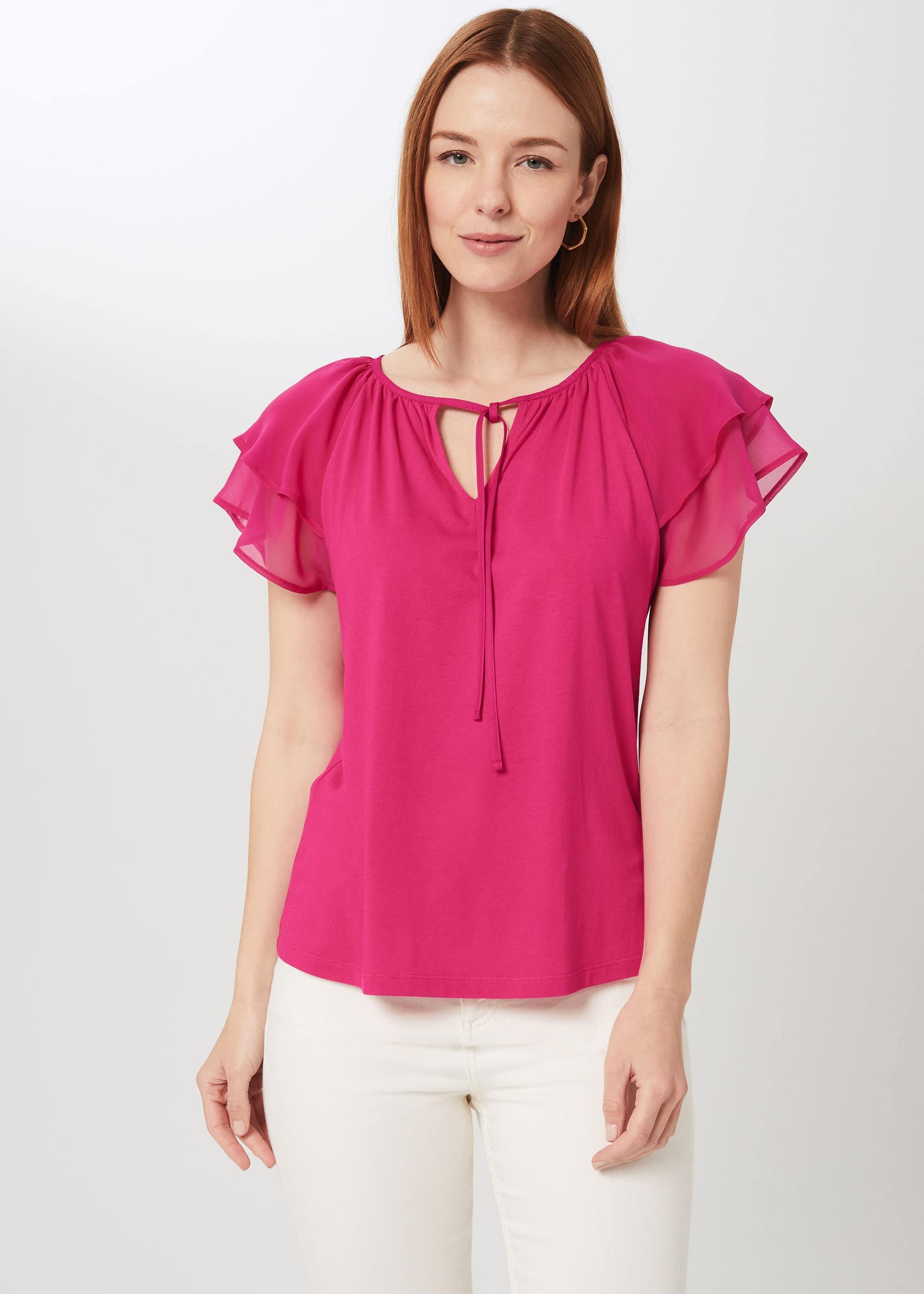 Carolina Colourblock Tee, Fuchsia, hi-res