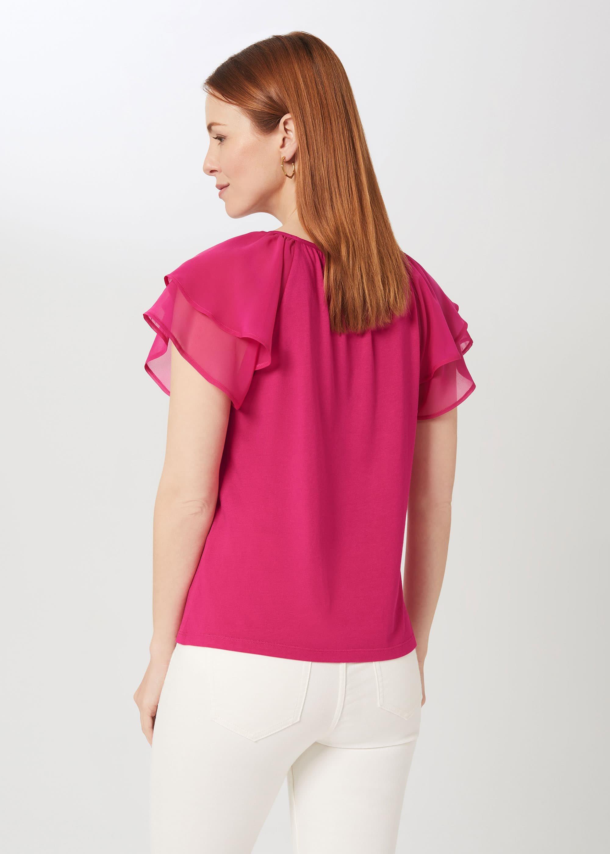Carolina Colourblock Tee, Fuchsia, hi-res