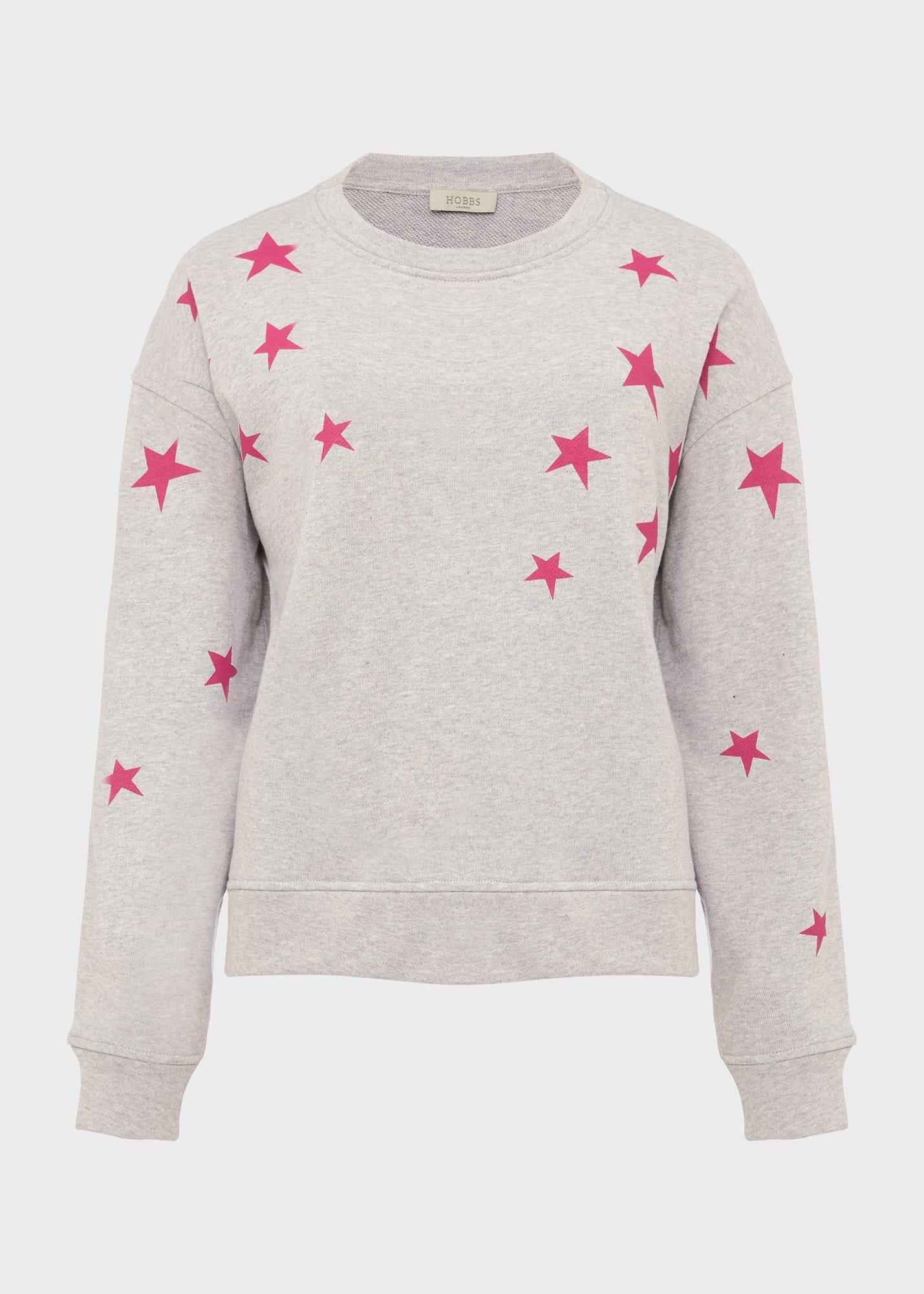 Janey Star Sweatshirt, Grey Marl Pink, hi-res